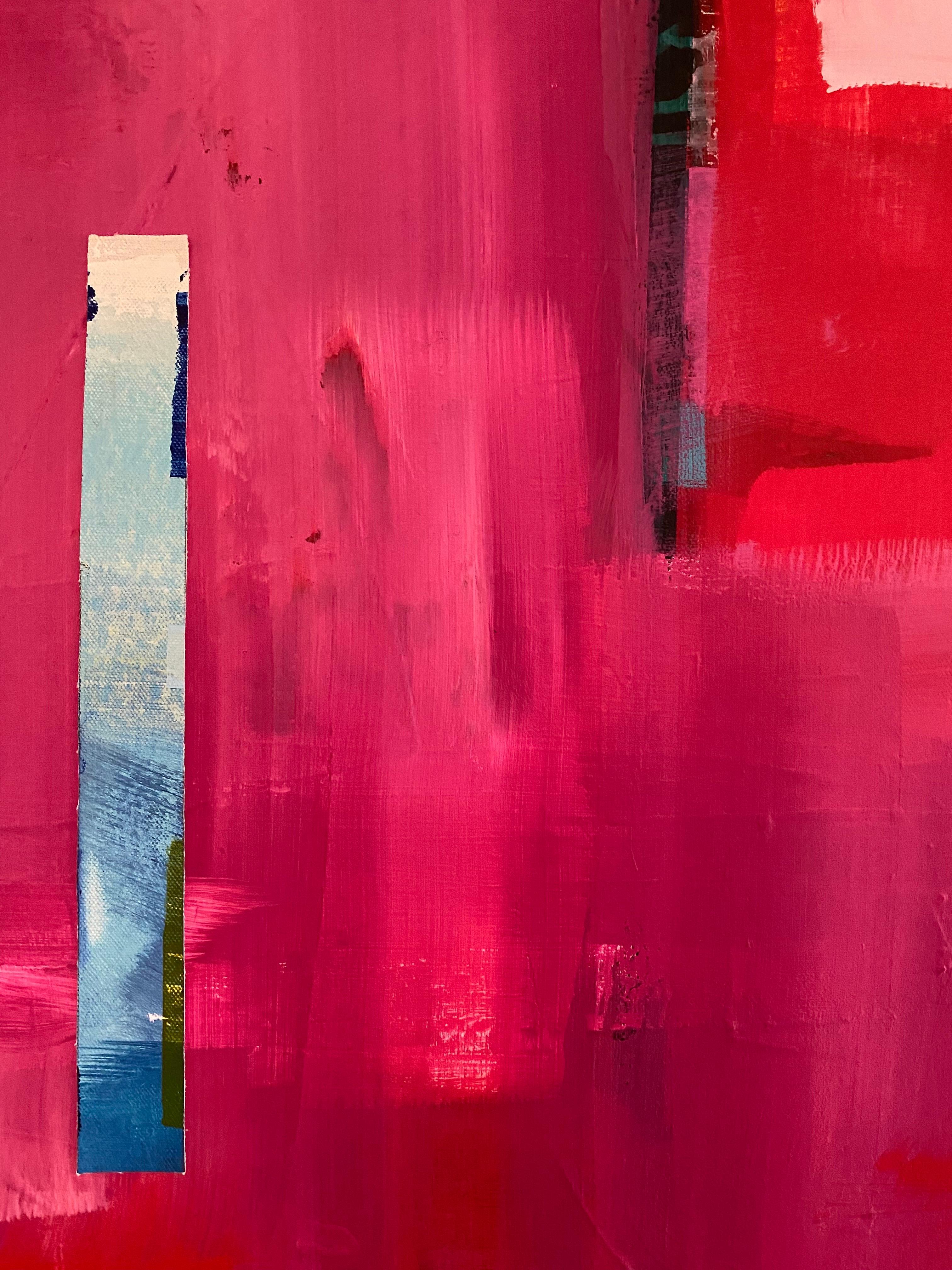 Moderne Grande peinture abstraite contemporaine rose et rouge de Rebecca Ruoff 2024 en vente