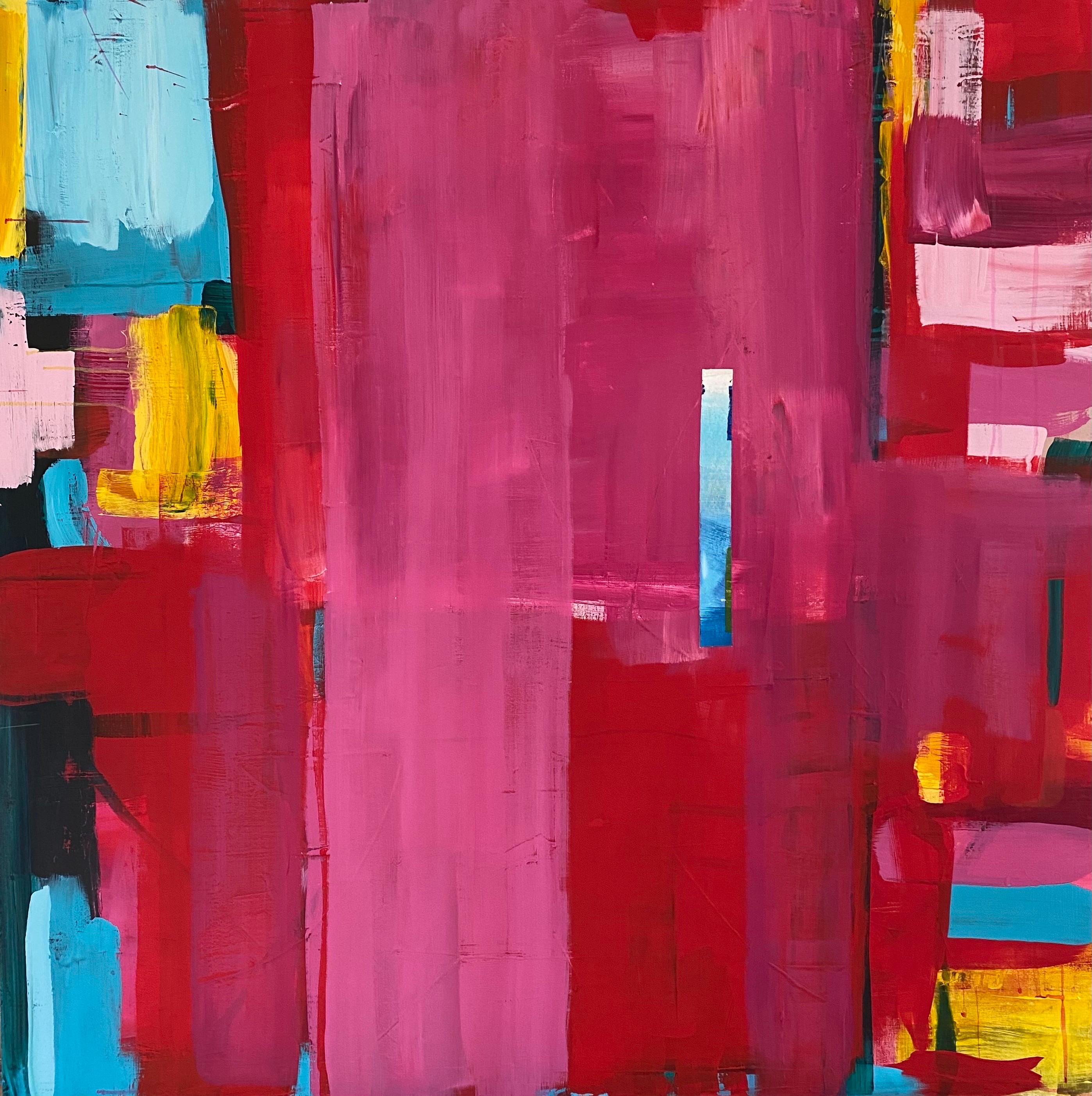 American Large Pink and Red Contemporary Abstract Painting by Rebecca Ruoff 2024 For Sale
