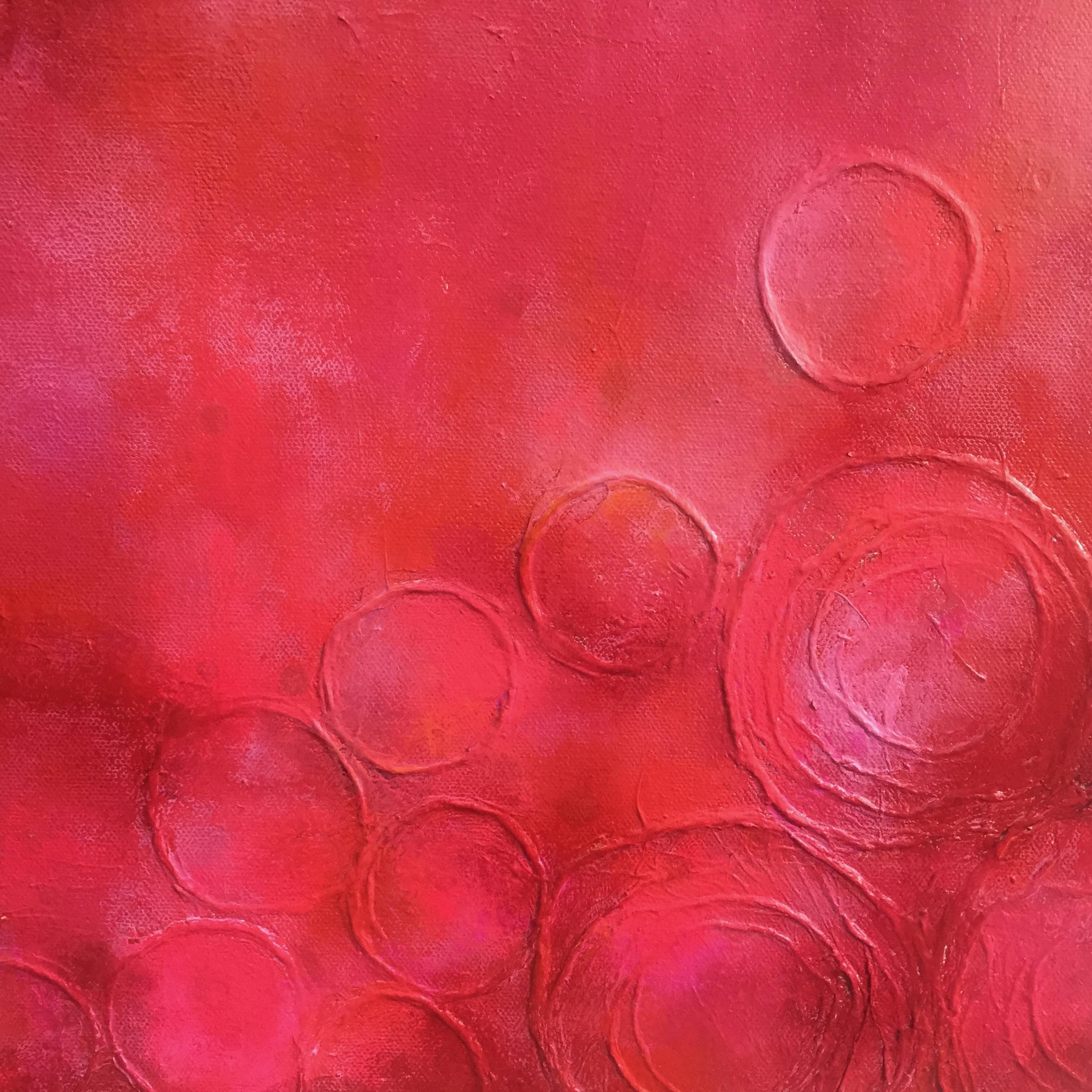 Modern Large Pink and Yellow Abstract Painting Titled 
