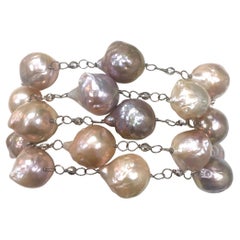 Large Pink Baroque Pearls with Diamond Clasp Paradizia Bracelet