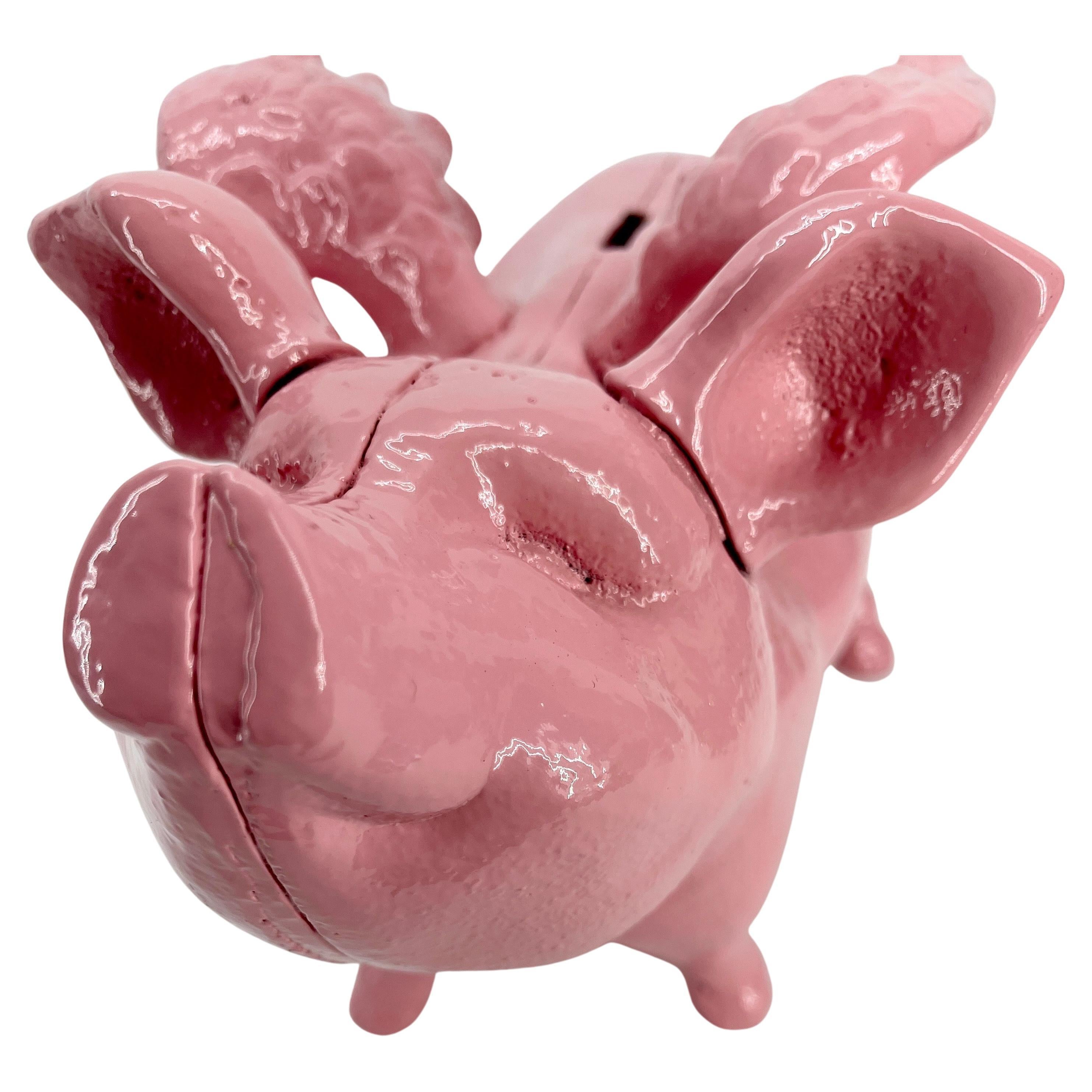 cast iron piggy bank with wings