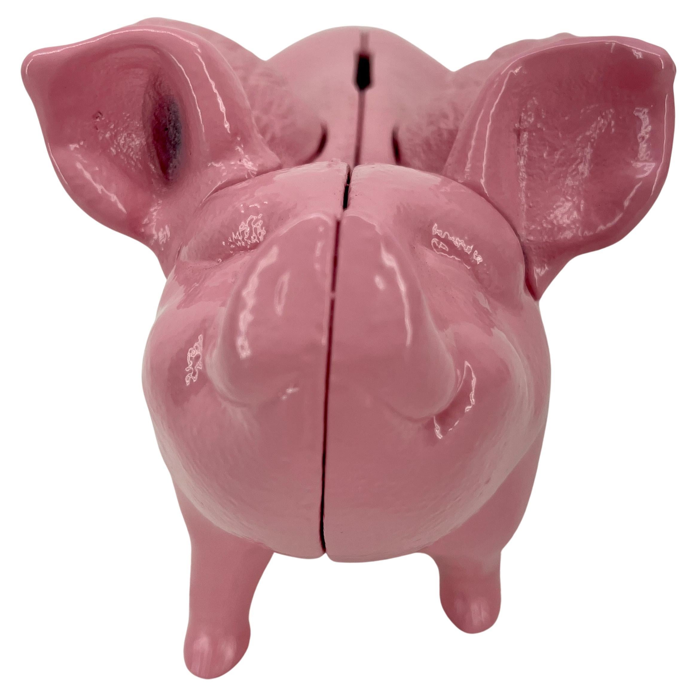 20th Century Large Pink Cast Iron Pig Money Bank or Doorstop with Wings, Denmark For Sale