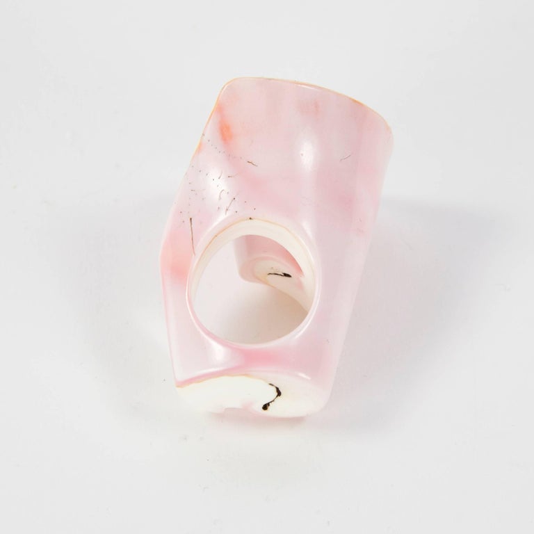 Large Pink Conch Shell Spiral Statement Ring For Sale at 1stDibs