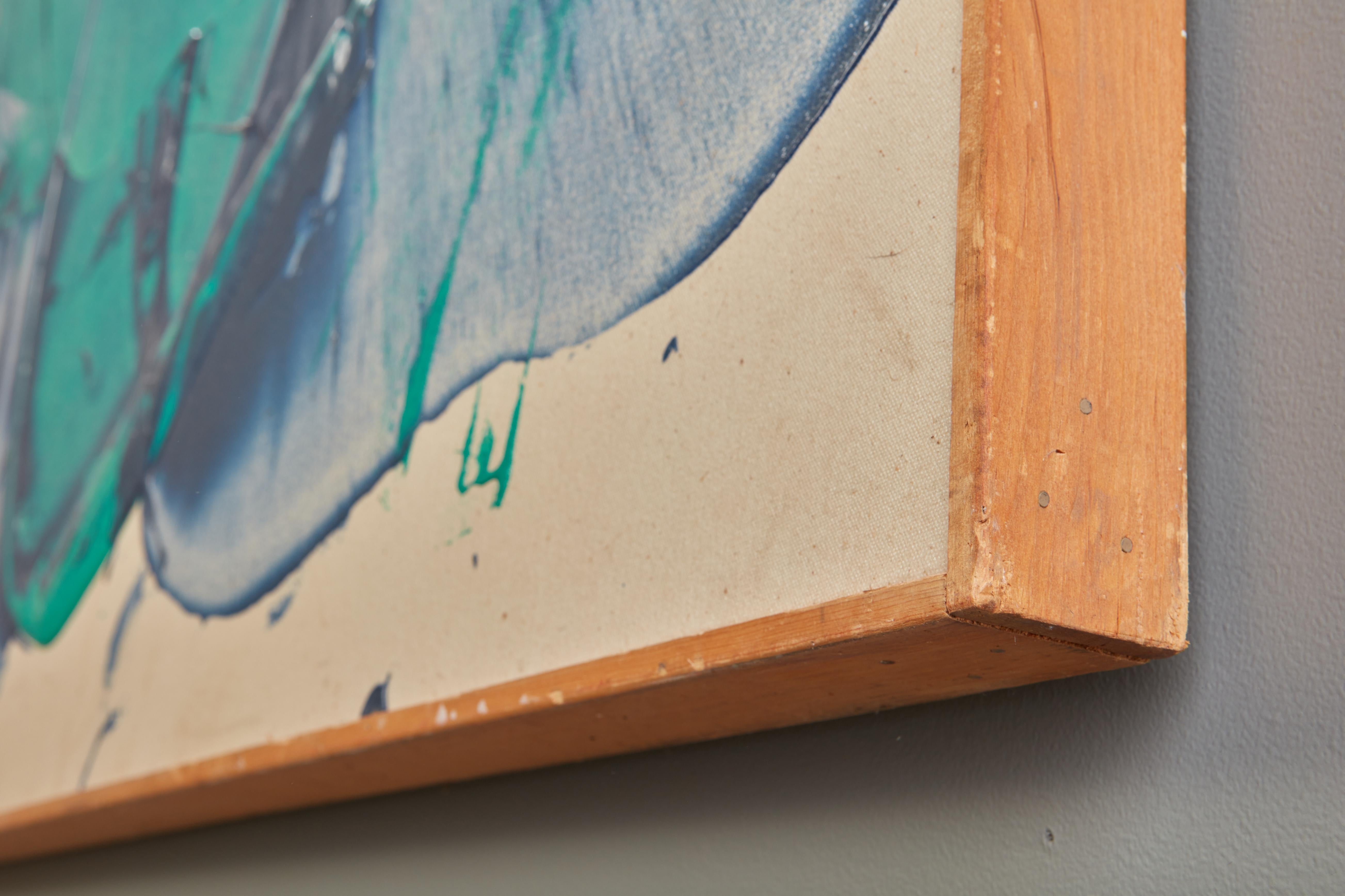 Abstraktes Gemälde aus Acryl und Harz auf Leinwand in Rosa, Grün, Blau von John Link im Angebot 2
