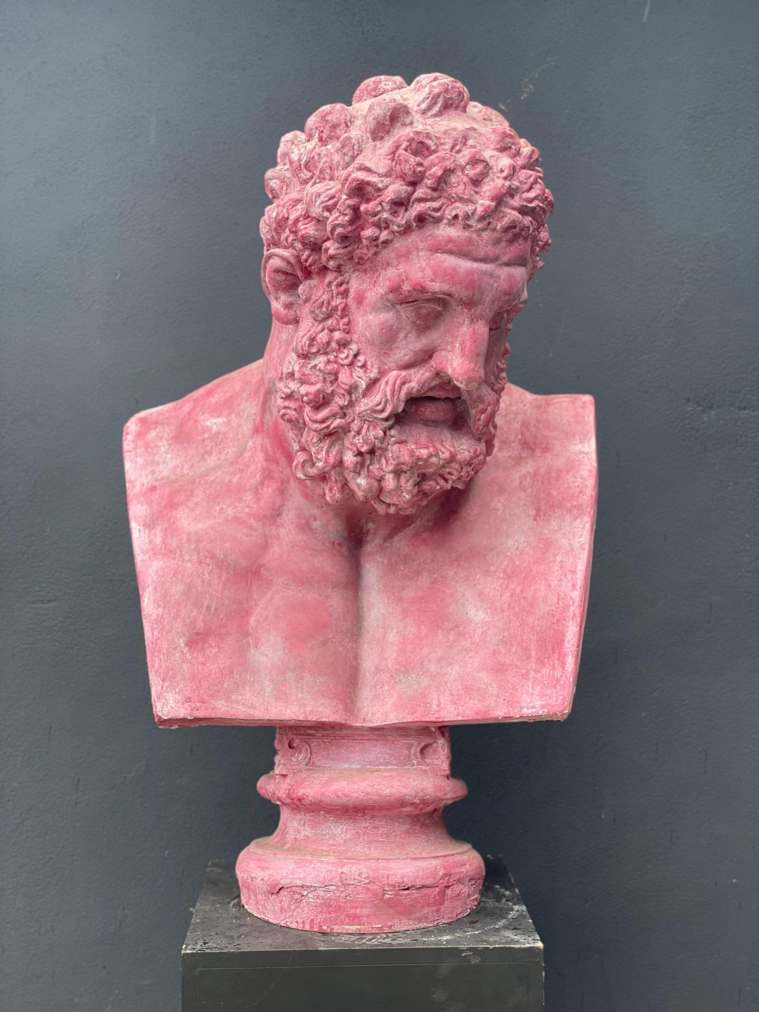 Who say Pink can't be masculine?

A 21st century very charming and large pink plaster portrait bust of 