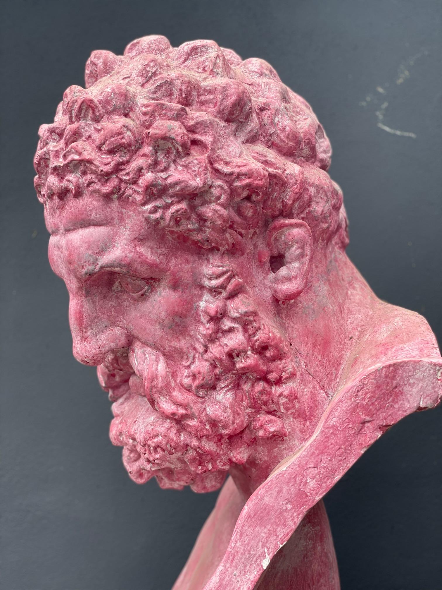 Molded Large Pink Hercules Bust For Sale