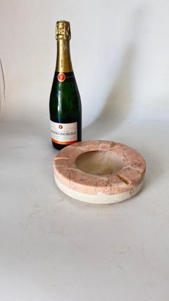 Large Pink Marble Ashtray – Italian Mid-Century – Sculptural Decorative Object