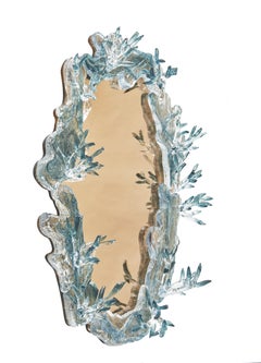 Large Pink Mirror With Green Decor by Emilie Lemardeley