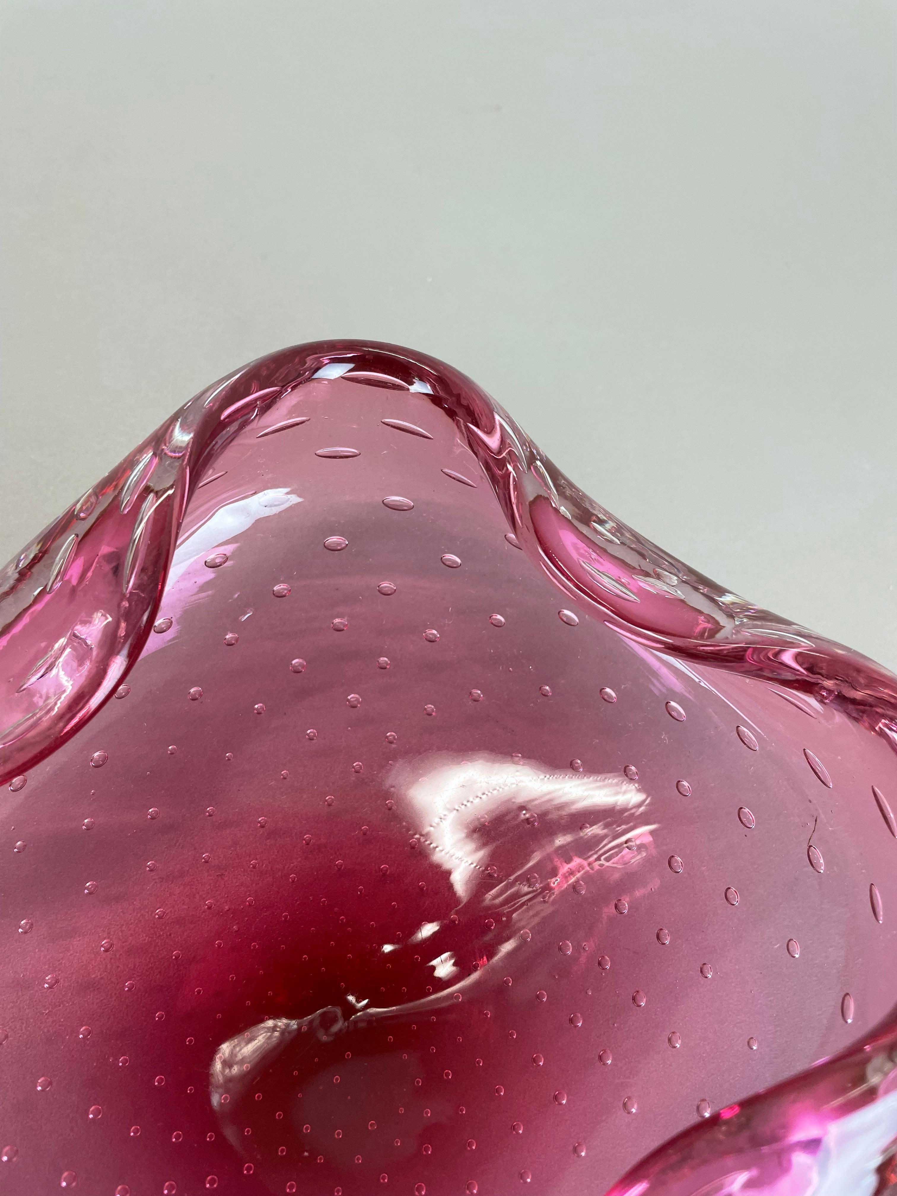 Großer rosafarbener Murano-Glasschalen-Element-Muschelaschenbecher Murano, Italien, 1970er Jahre im Angebot 5