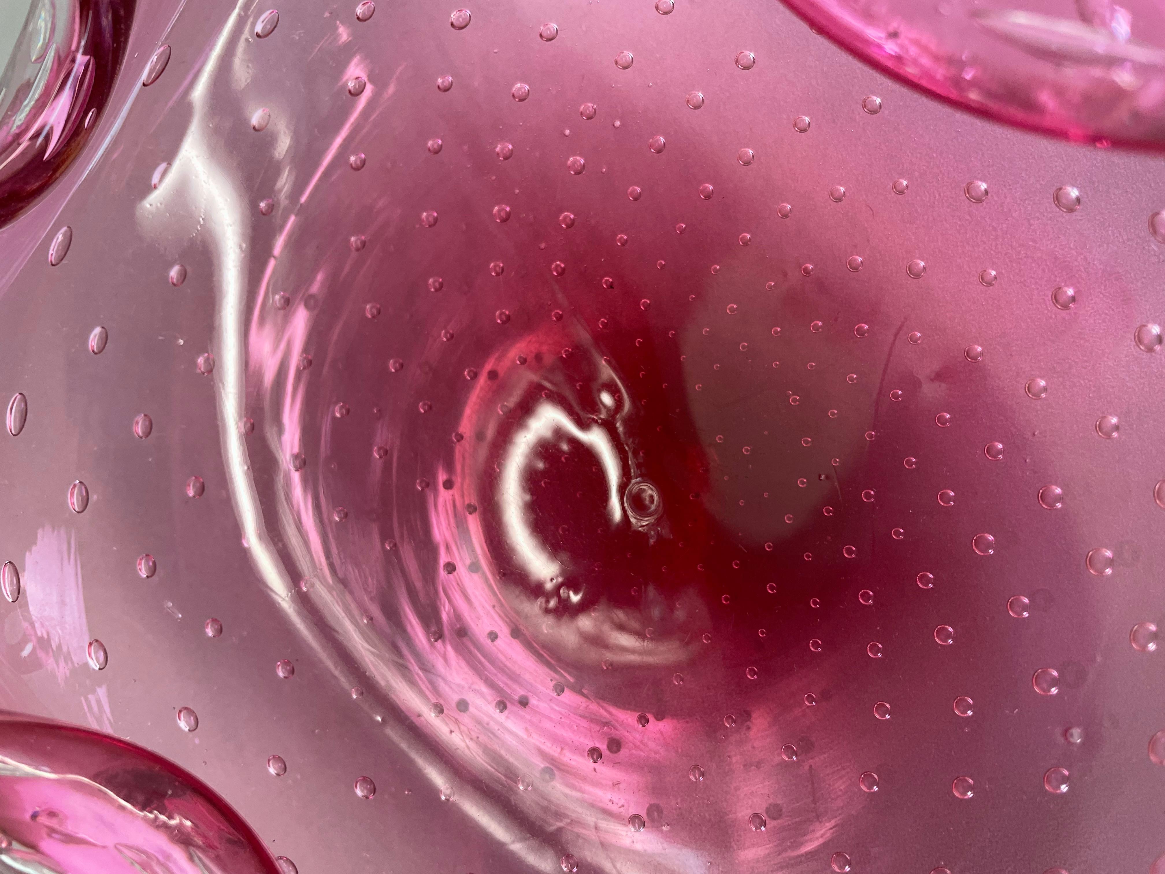 Großer rosafarbener Murano-Glasschalen-Element-Muschelaschenbecher Murano, Italien, 1970er Jahre im Angebot 8