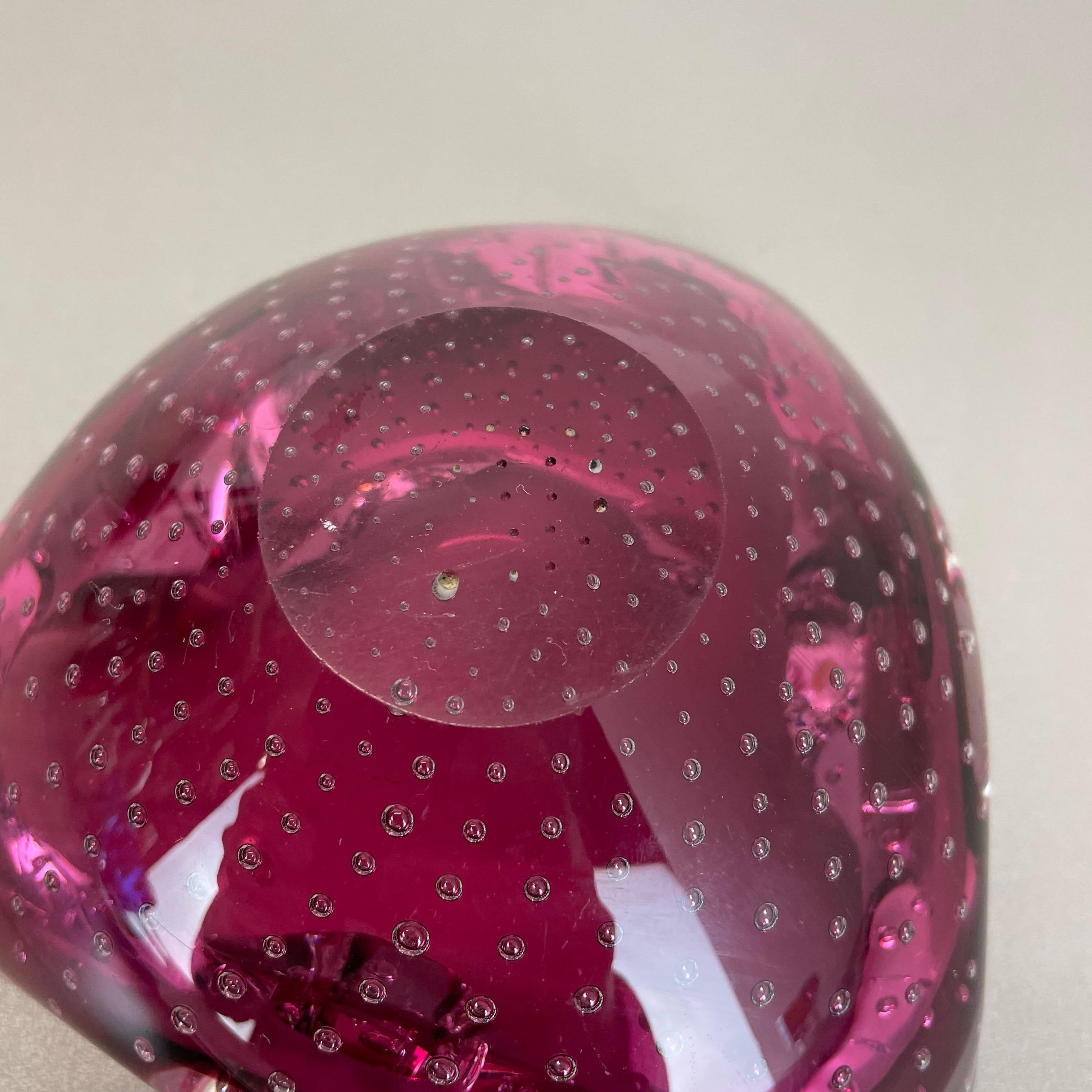 Large Pink Murano Bubble Glass Bowl Element Shell Ashtray Murano, Italy, 1970s For Sale 8