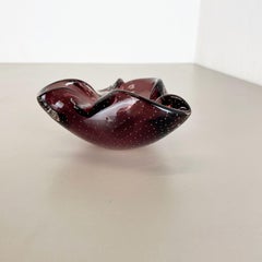 Large Pink Murano Bubble Glass Bowl Element Shell Ashtray Murano, Italy, 1970s