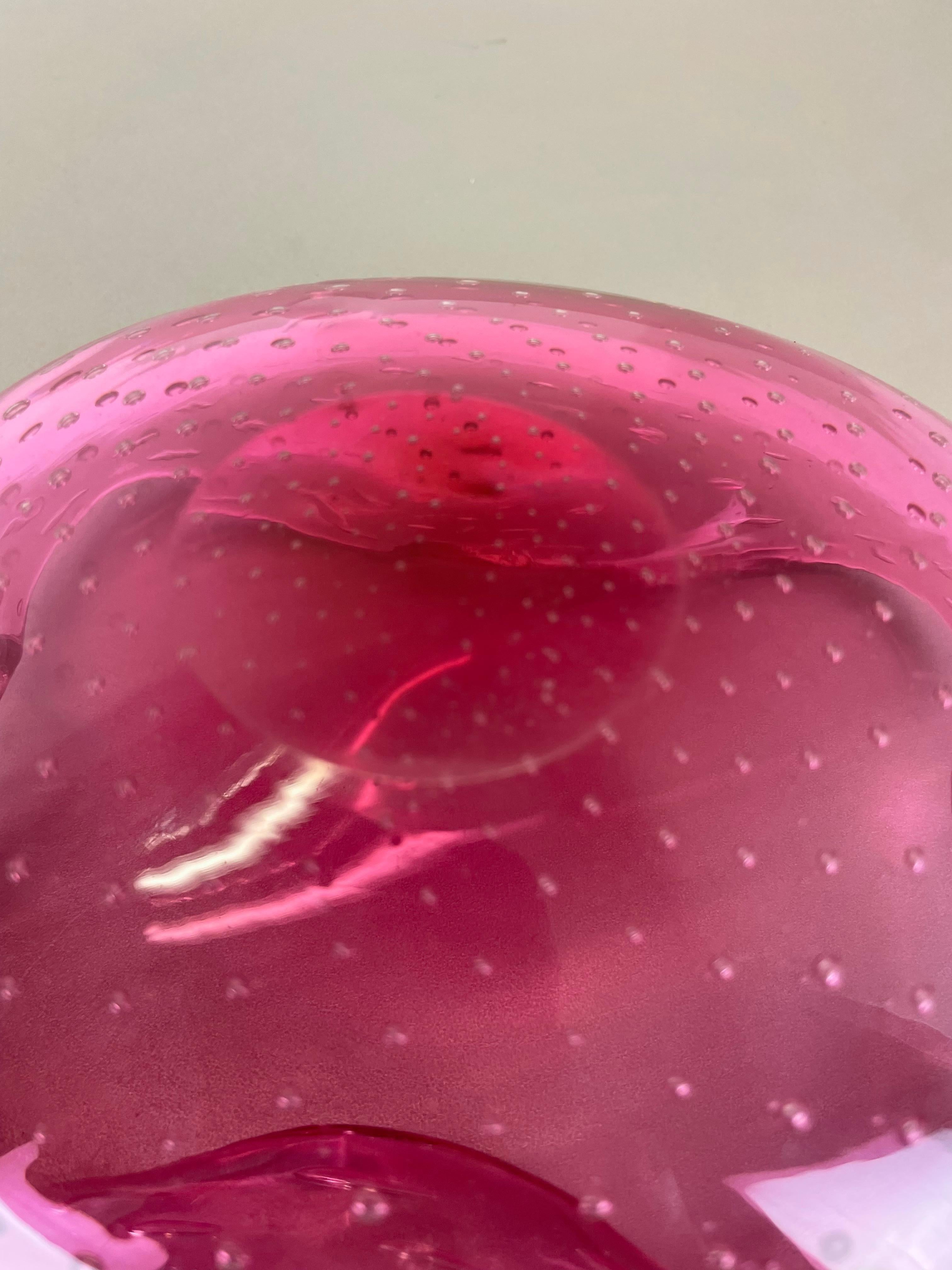 Großer rosafarbener Murano-Glasschalen-Element-Muschelaschenbecher Murano, Italien, 1970er Jahre im Angebot 13
