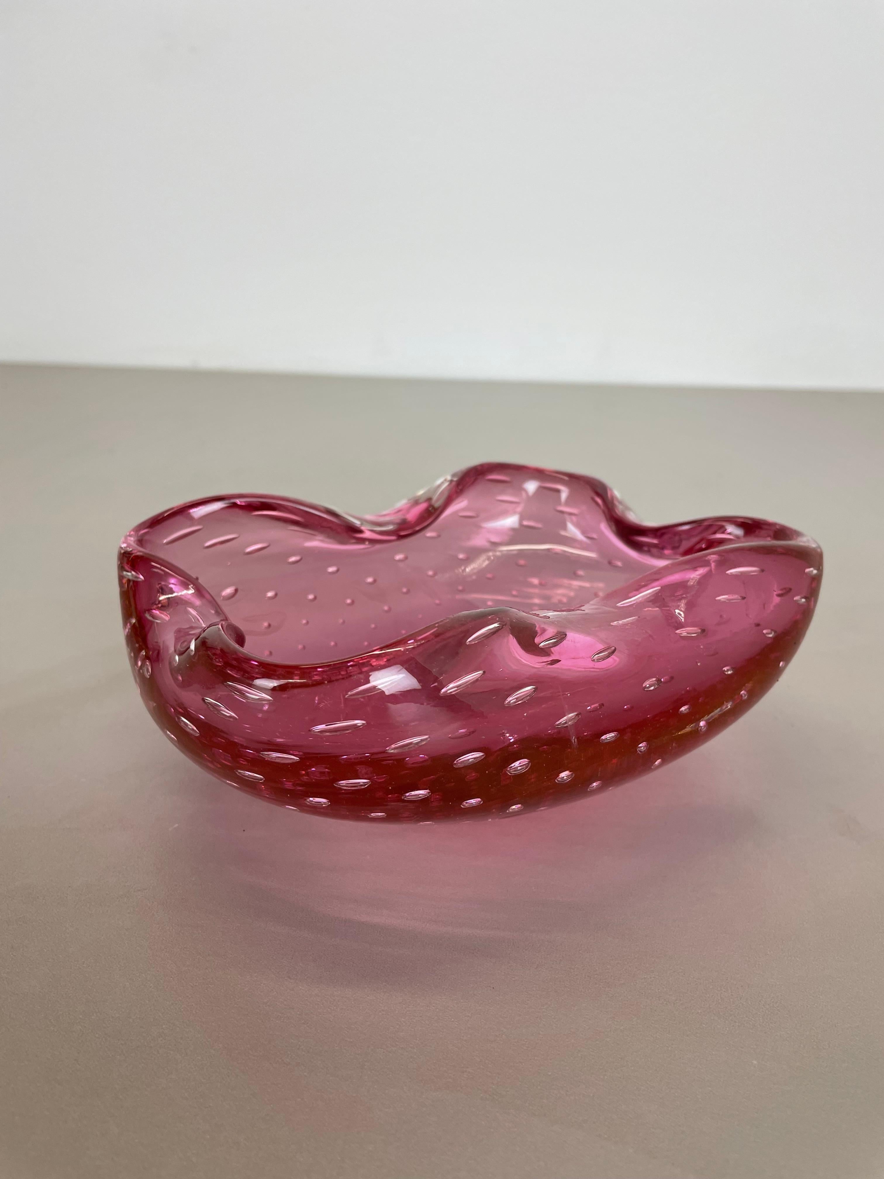 Großer rosafarbener Murano-Glasschalen-Element-Muschelaschenbecher Murano, Italien, 1970er Jahre (Muranoglas) im Angebot