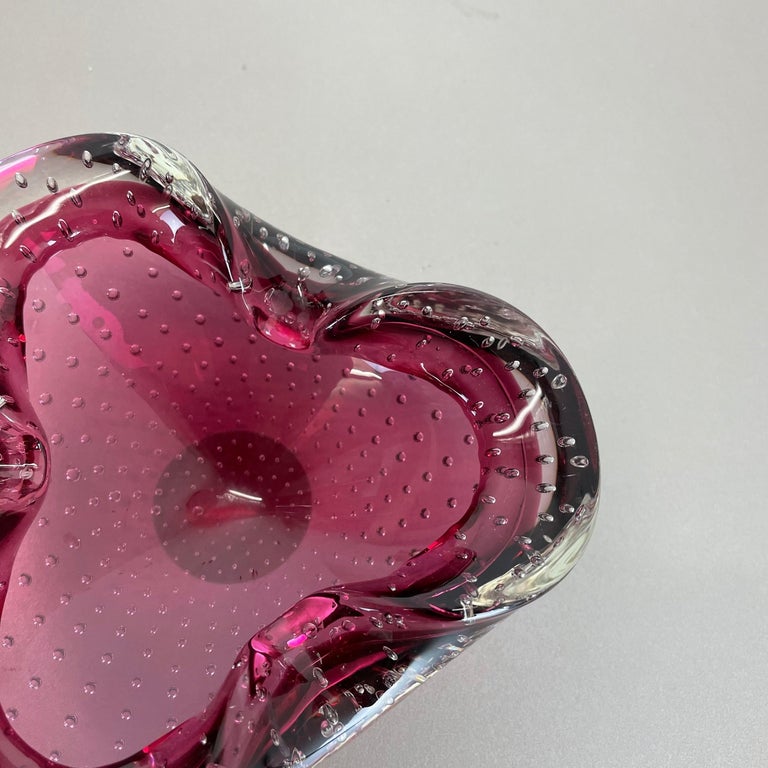 Cendrier en verre de Murano « bulle d'or » avec éléments en coquillage de Murano, Italie, 1970
