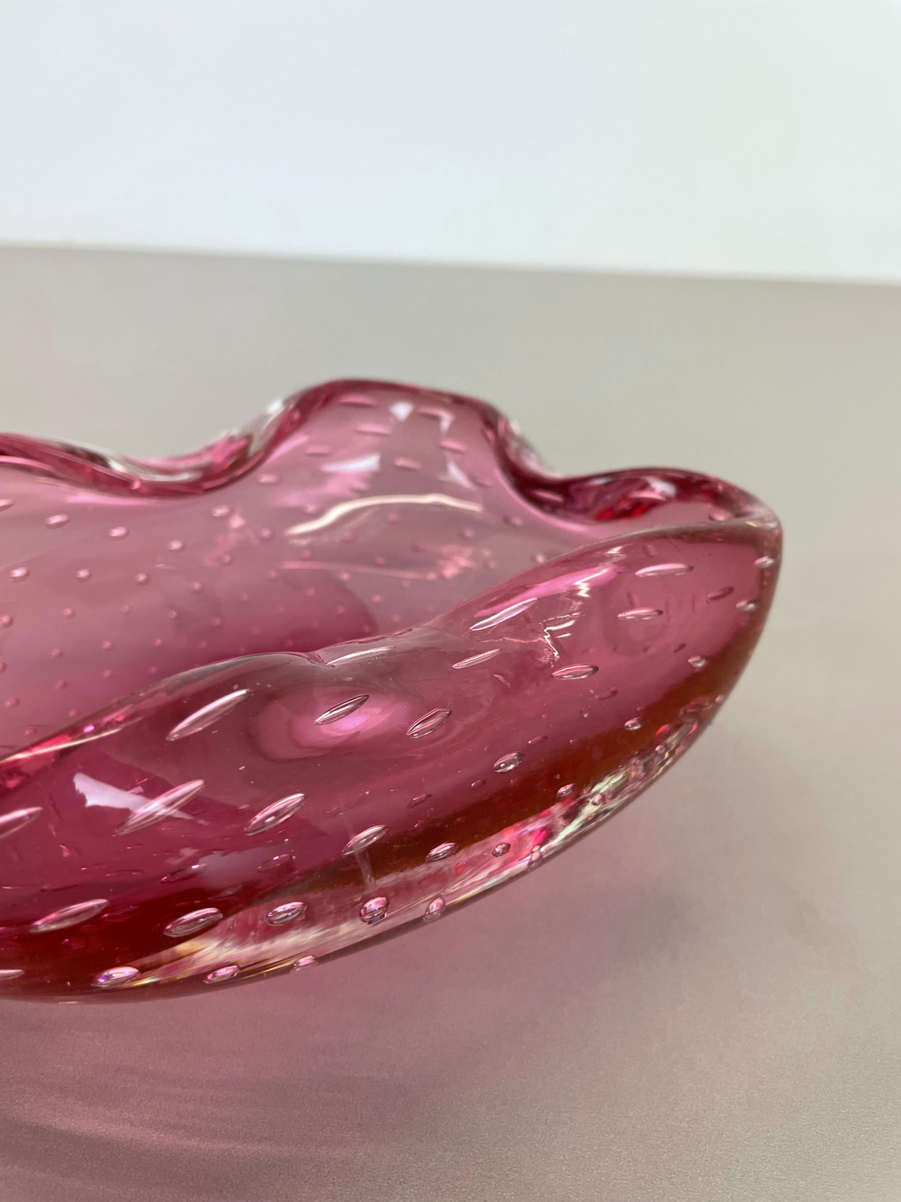 Großer rosafarbener Murano-Glasschalen-Element-Muschelaschenbecher Murano, Italien, 1970er Jahre im Angebot 2