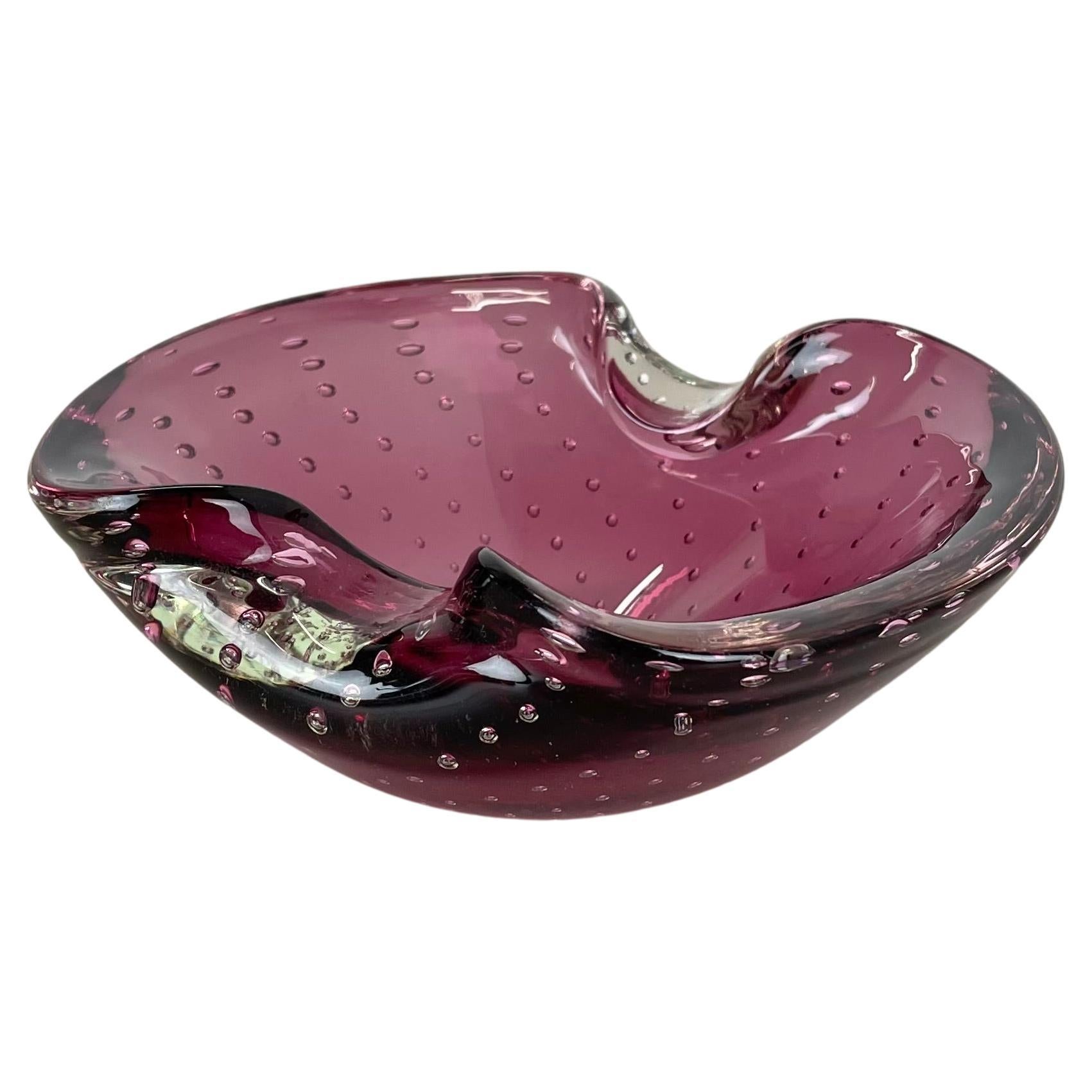 Grande posacenere a conchiglia con elemento a ciotola in vetro rosa di Murano, Murano, Italia, anni '70