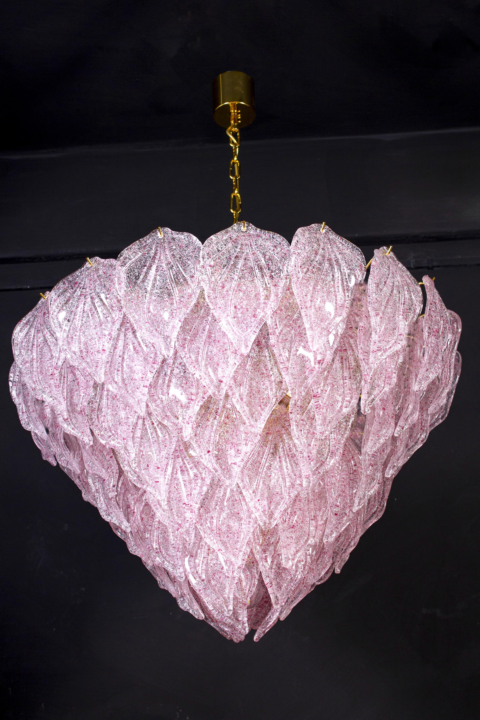Large Pink Murano Glass Chandeliers Italian Modern, 1970s For Sale 5