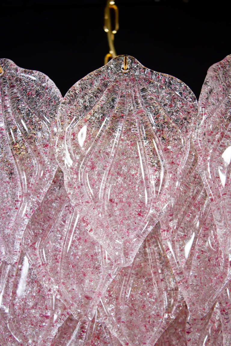 Large Pink Murano Glass Chandeliers Italian Modern, 1970s For Sale 6
