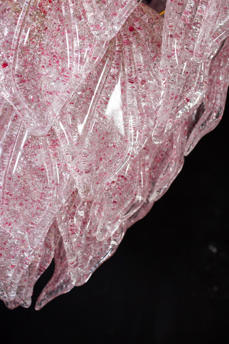 Large Pink Murano Glass Chandeliers Italian Modern, 1970s For Sale 9