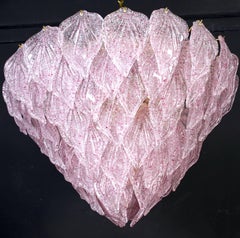 Large Pink Murano Glass Chandeliers Italian Modern, 1970s