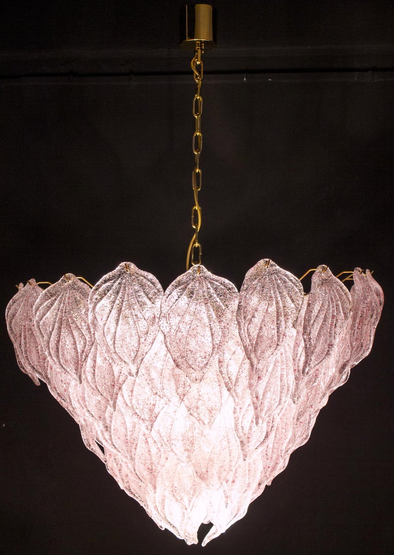 Large Pink Murano Glass Chandeliers Italian Modern, 1970s For Sale 2