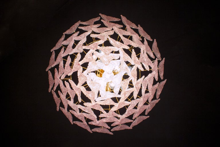 Large Pink Murano Glass Chandeliers Italian Modern, 1970s For Sale 3