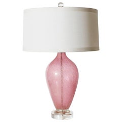 Large Pink Murano Lamp with Bullicante Inclusions, circa 1950