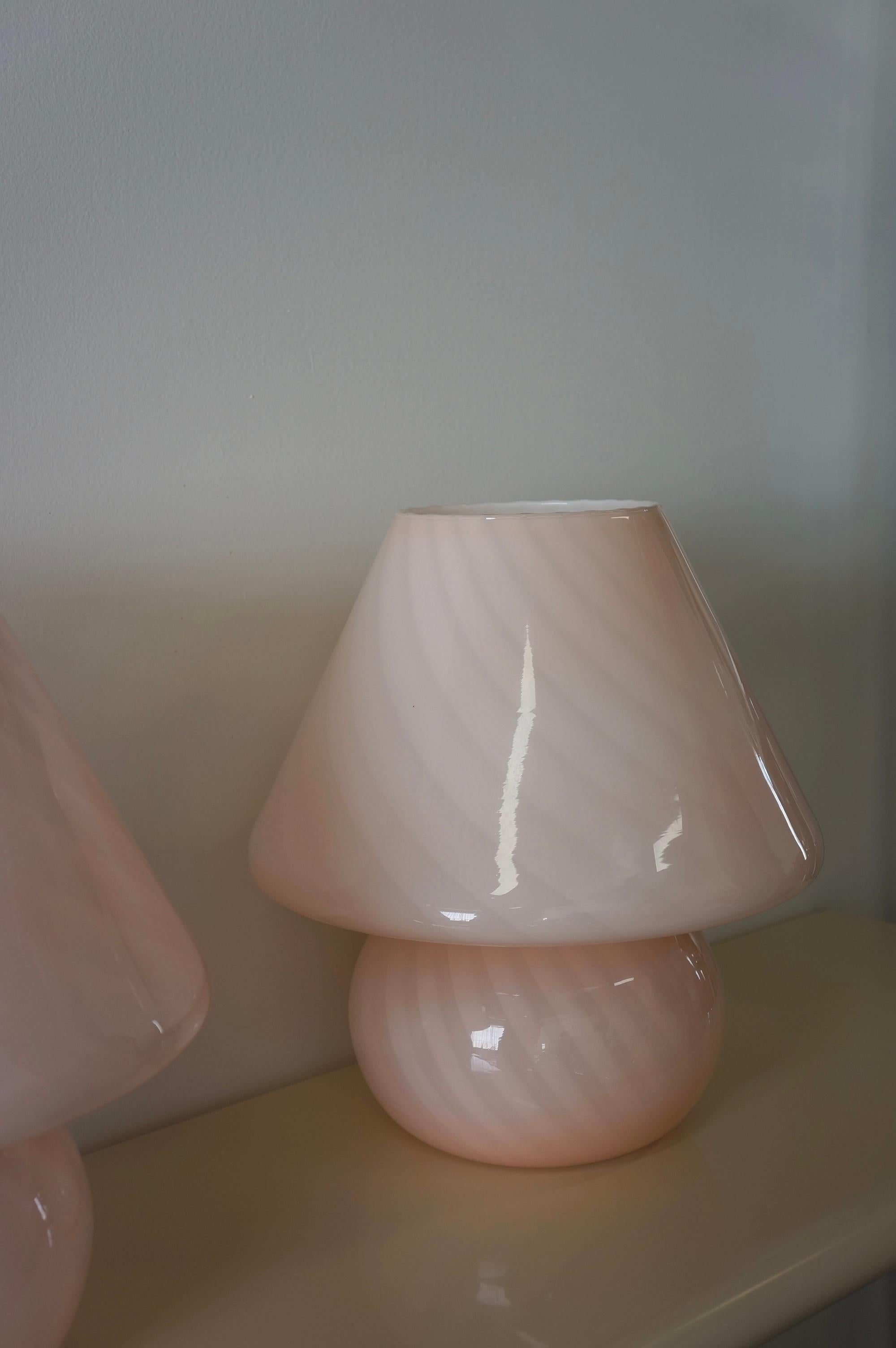 pink glass mushroom lamp