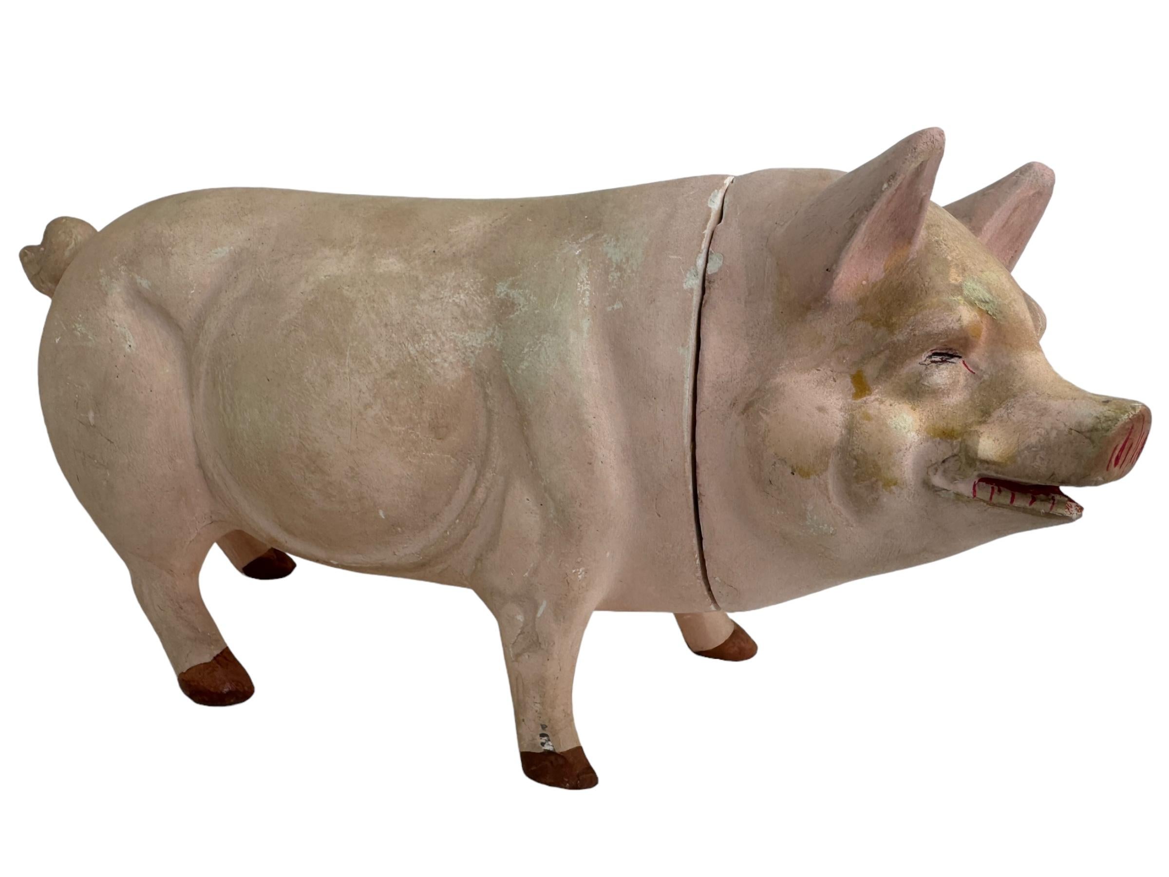 Large Pink Pig Lucky Charm Composition Candy Container, Antique, German, 1910s 7