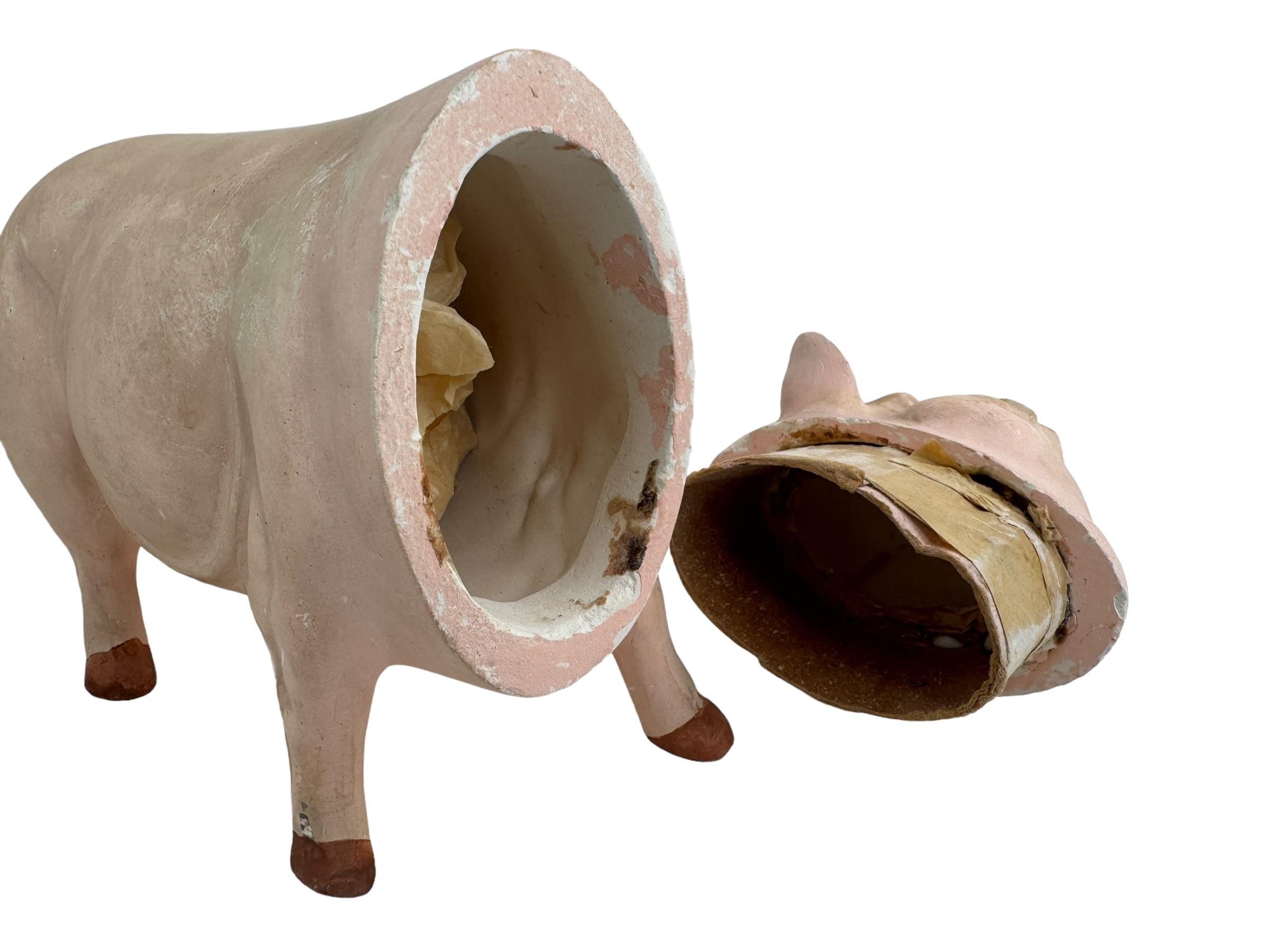 Large Pink Pig Lucky Charm Composition Candy Container, Antique, German, 1910s 8