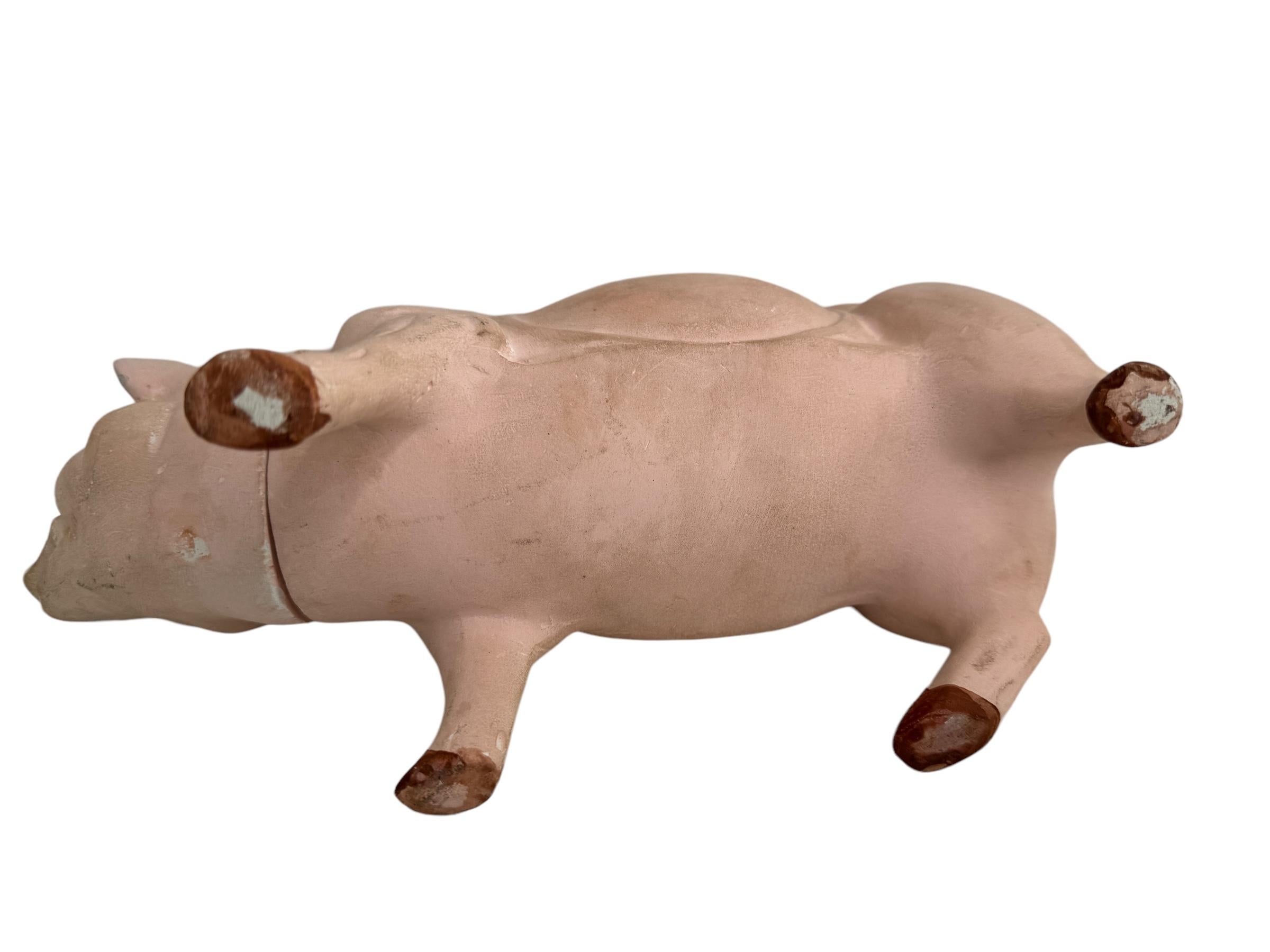 Large Pink Pig Lucky Charm Composition Candy Container, Antique, German, 1910s 11