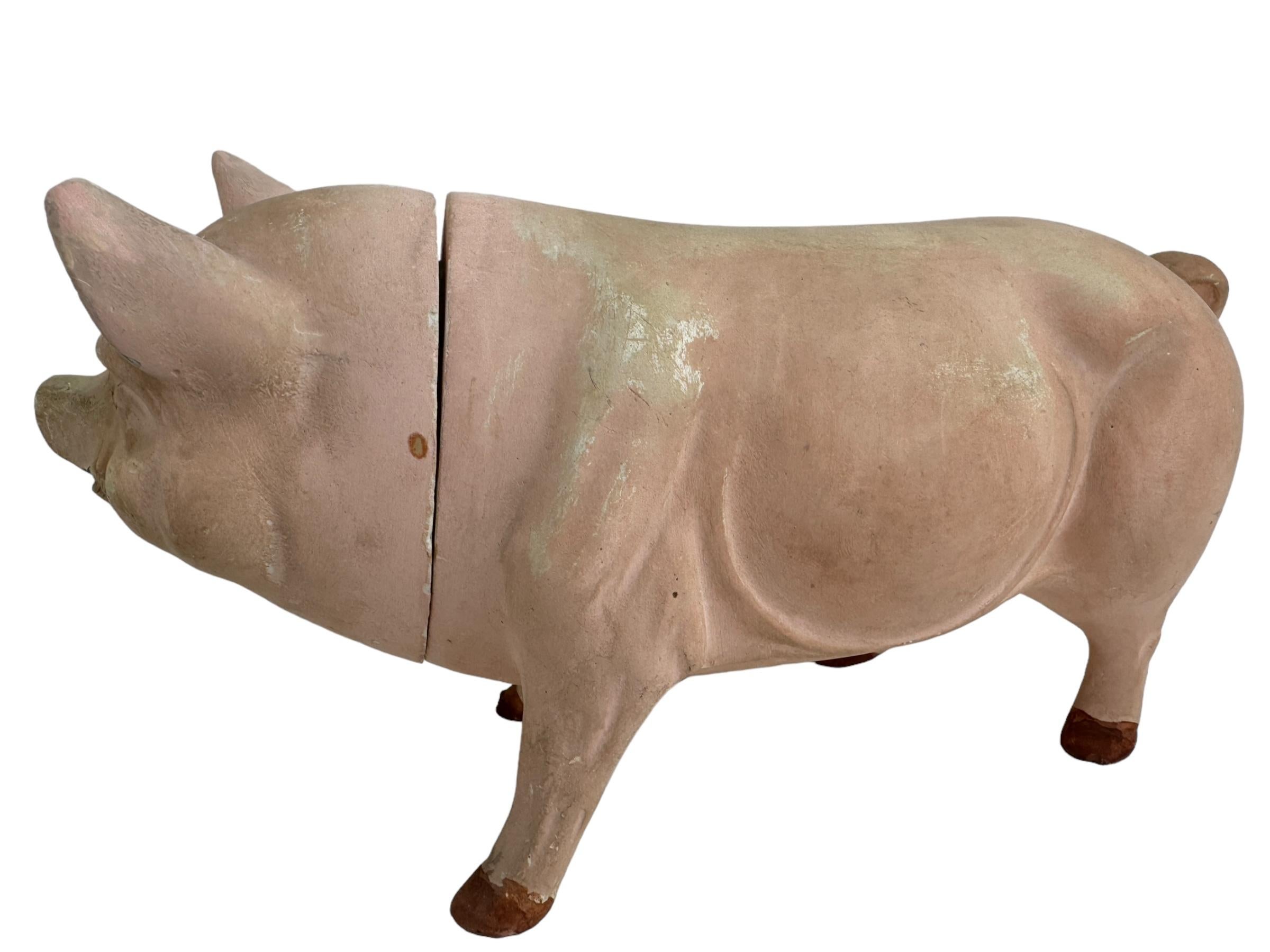 Large Pink Pig Lucky Charm Composition Candy Container, Antique, German, 1910s 12