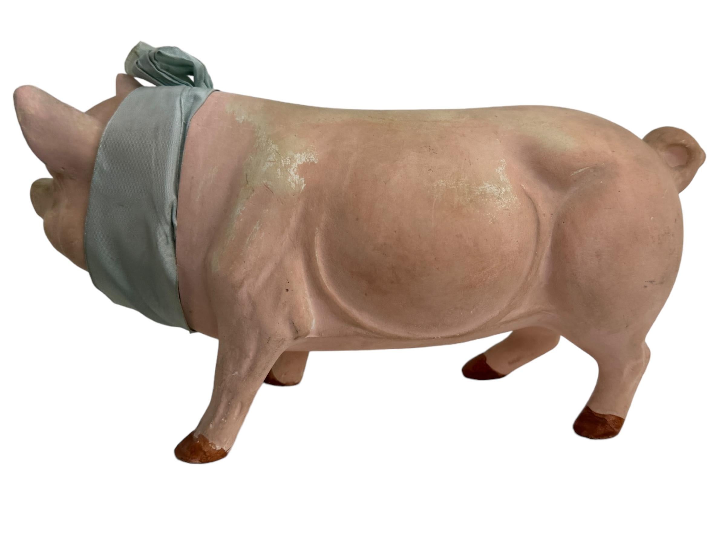 Large Pink Pig Lucky Charm Composition Candy Container, Antique, German, 1910s In Good Condition In Nuernberg, DE