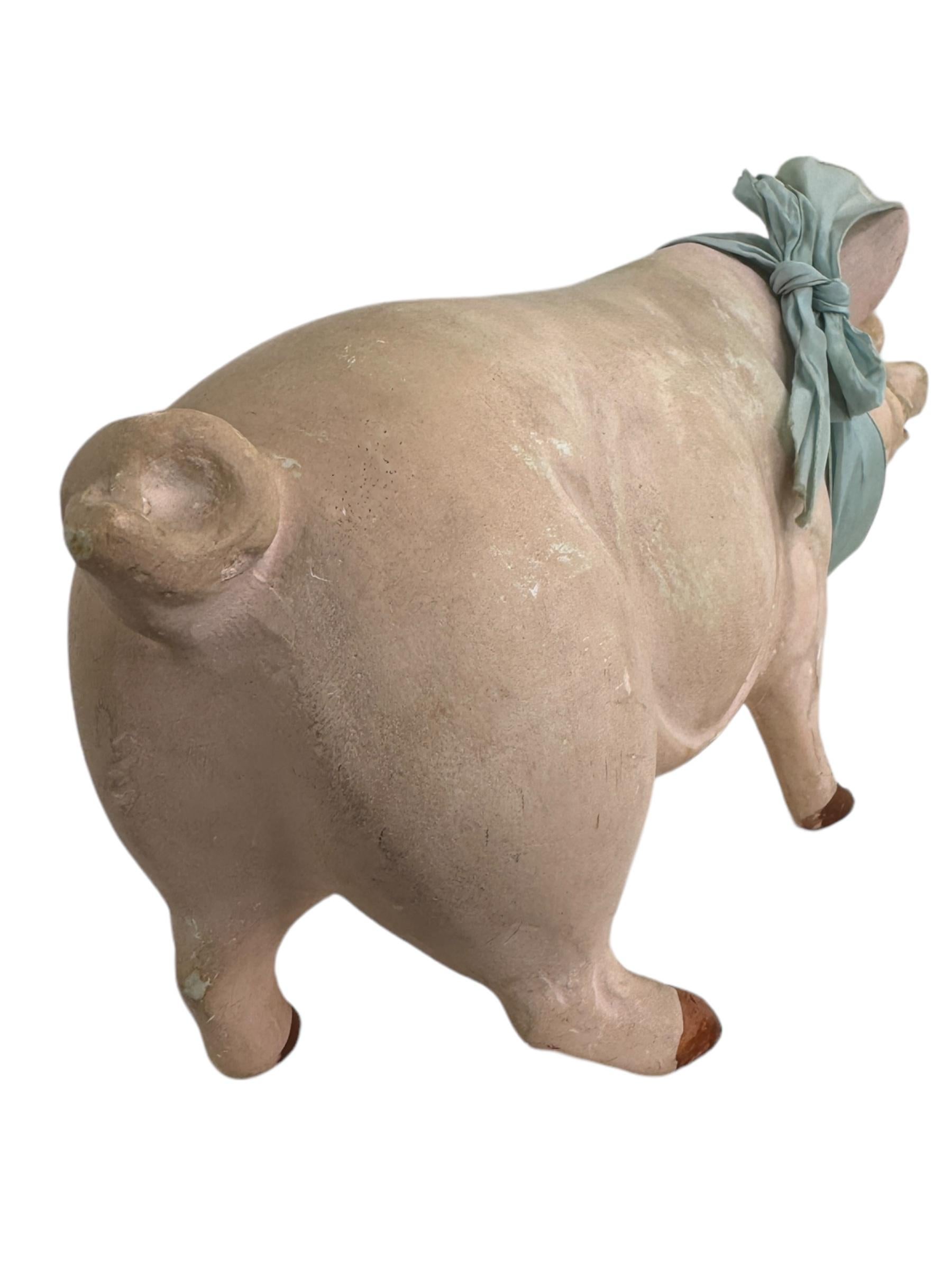Large Pink Pig Lucky Charm Composition Candy Container, Antique, German, 1910s 1