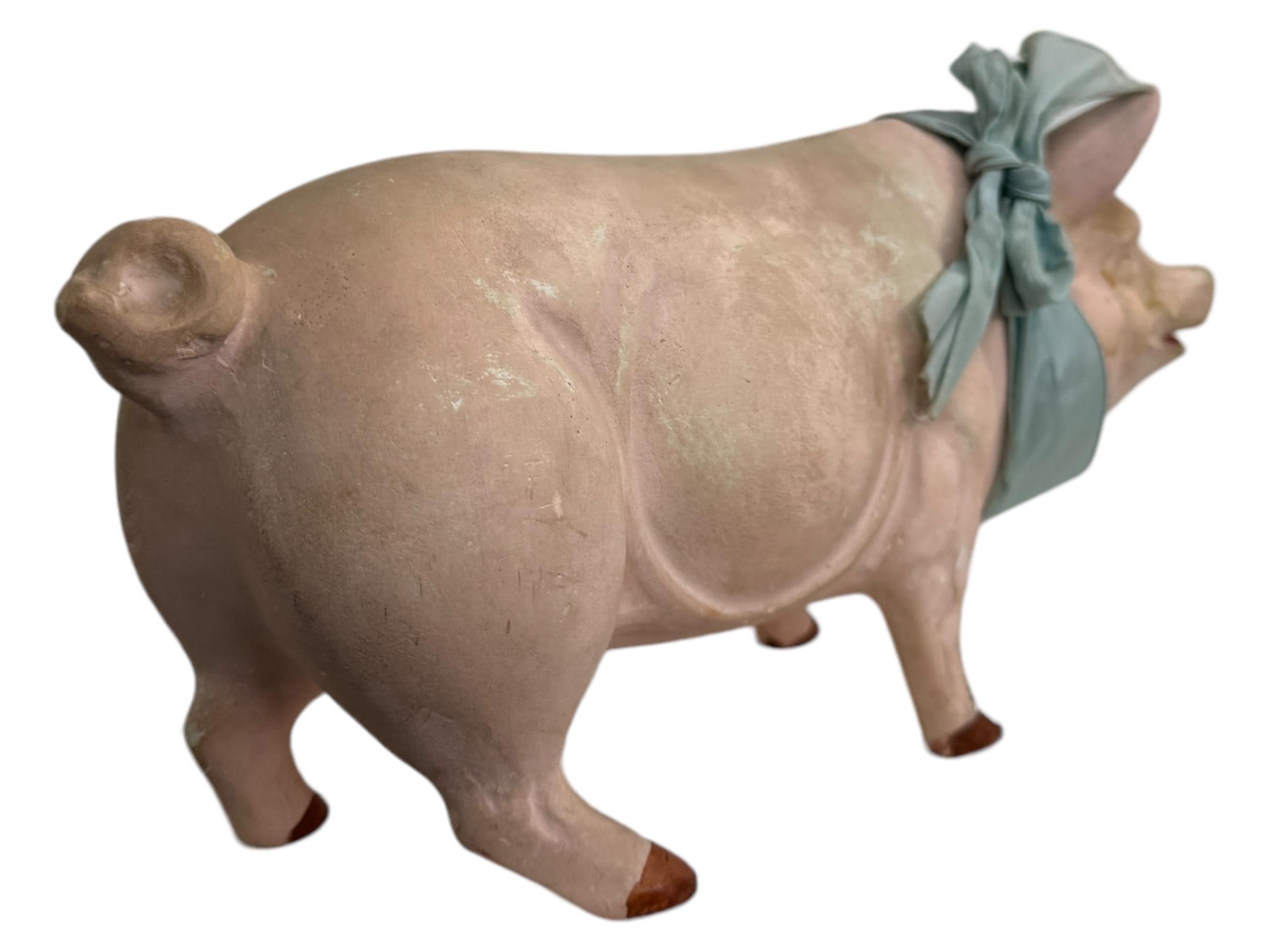 Large Pink Pig Lucky Charm Composition Candy Container, Antique, German, 1910s 3