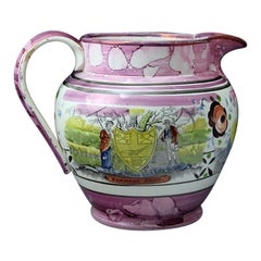 Large Pink Pottery Pitcher Newcastle Pottery, 19th Century