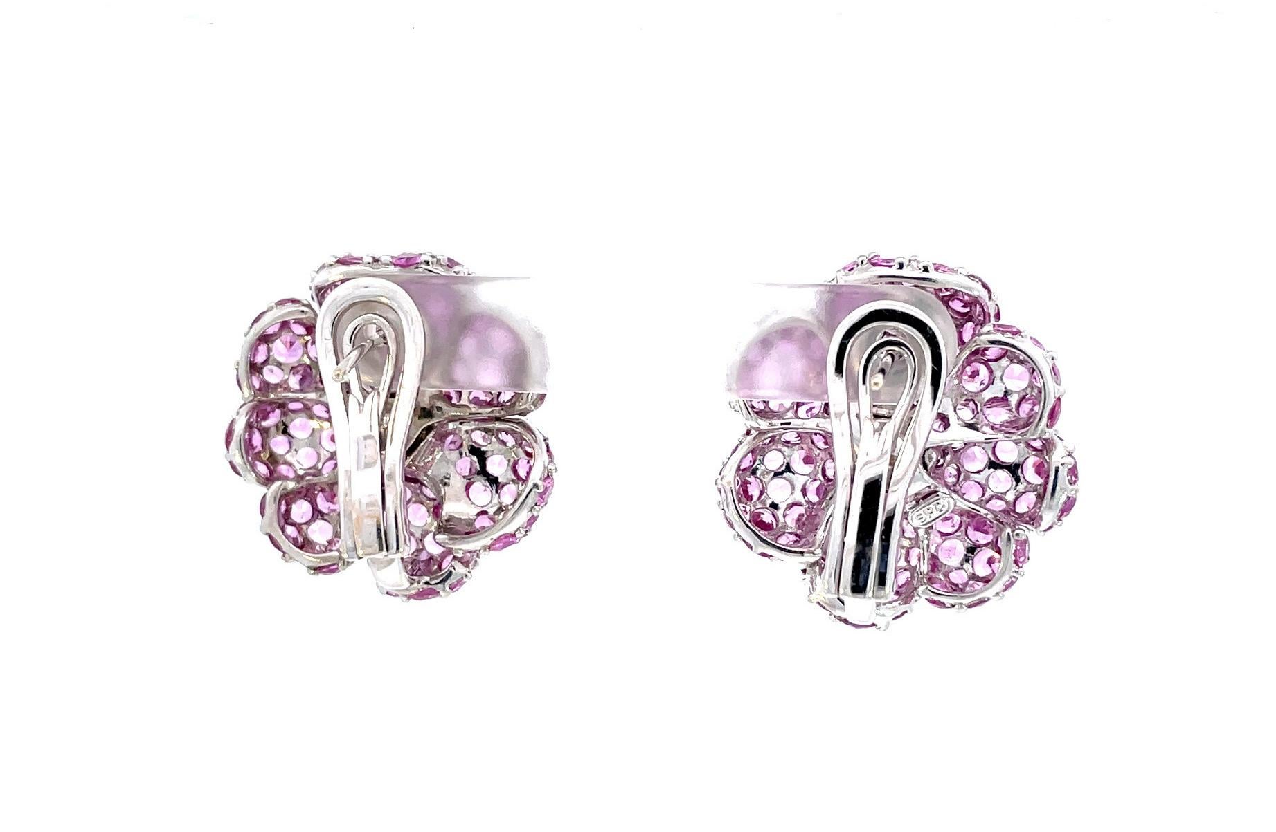 large pink flower earrings