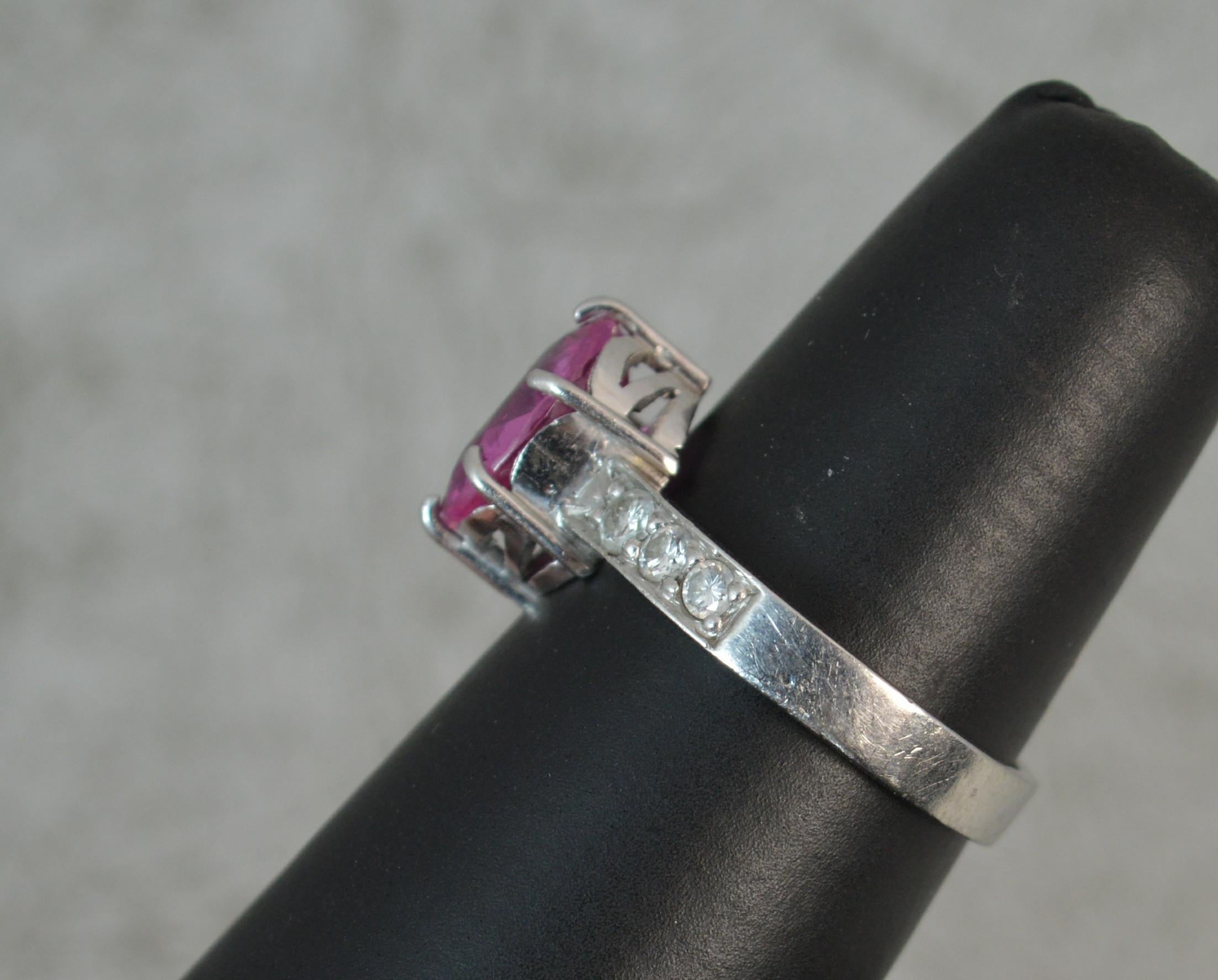 Large Pink Sapphire and Diamond Platinum Ring 4