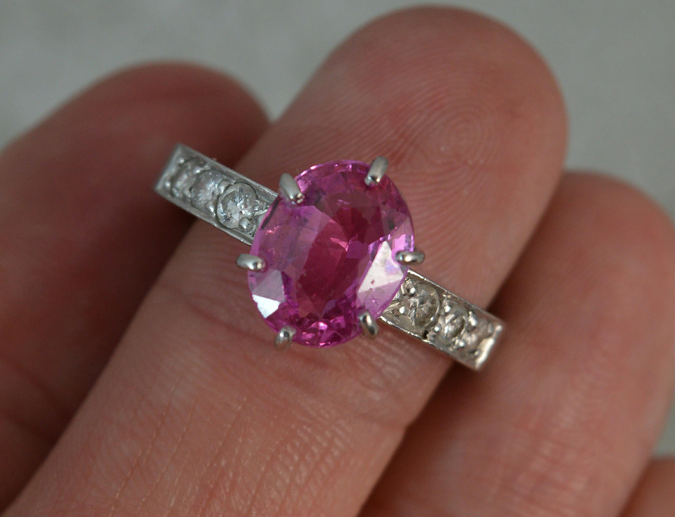 Women's Large Pink Sapphire and Diamond Platinum Ring