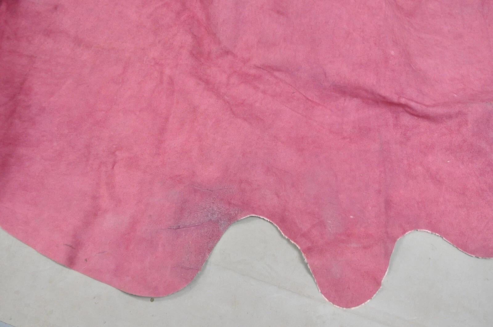 Large Pink Specked Cowhide Area Rug 7.5' x 7' Farmhouse Rustic Modern Decor For Sale 1