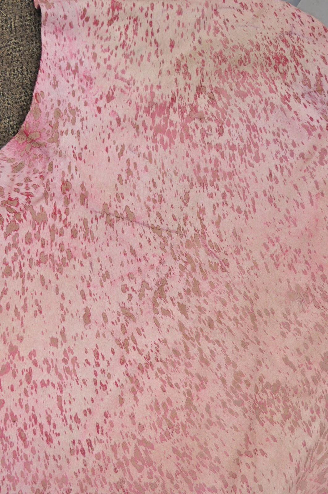 Large Pink Specked Cowhide Area Rug 7.5' x 7' Farmhouse Rustic Modern Decor For Sale 2
