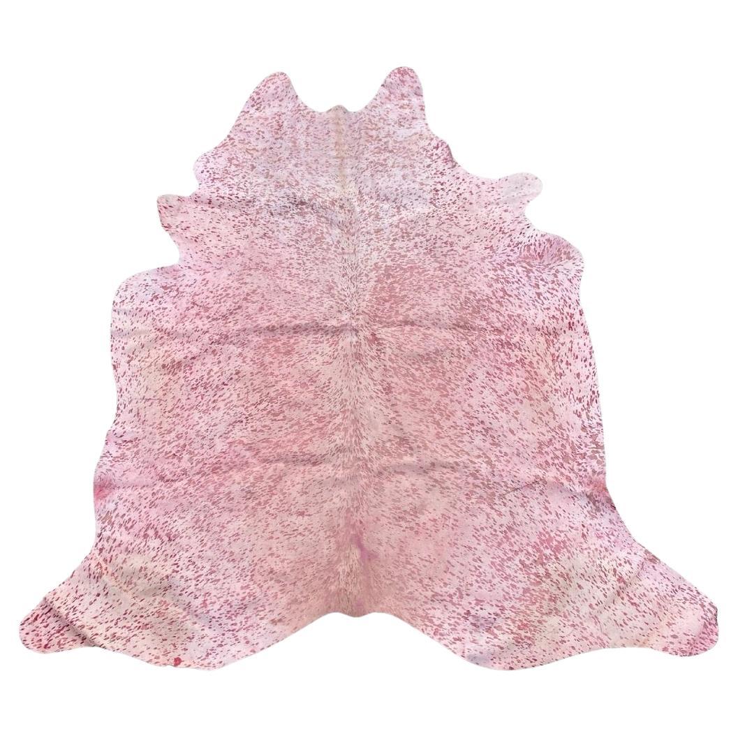 Alfombra grande de cuero de vaca moteado rosa 7,5' x 7' Granja Decoración rústica moderna