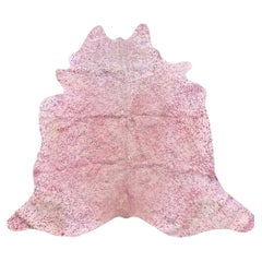 Alfombra grande de cuero de vaca moteado rosa 7,5' x 7' Granja Decoración rústica moderna