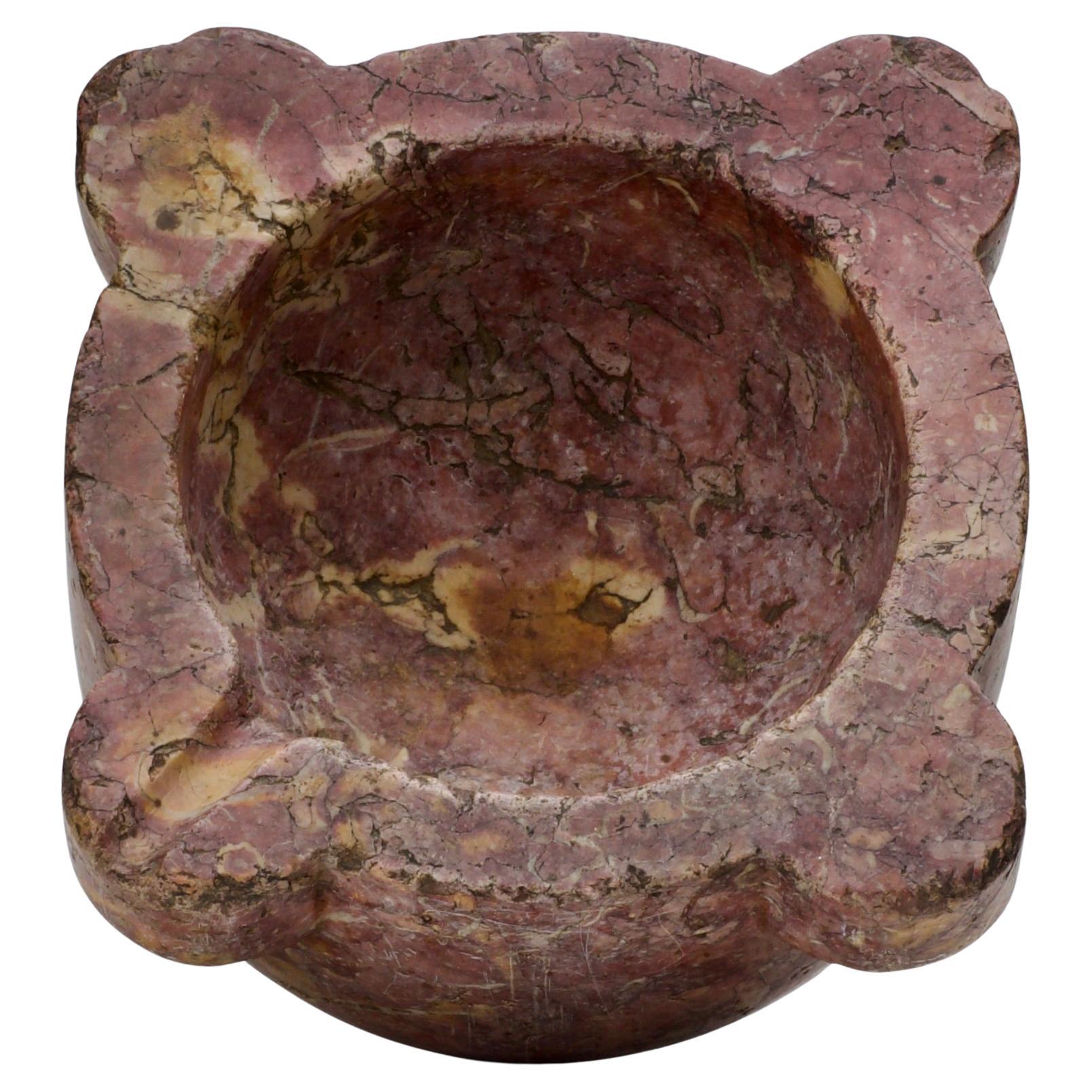 French Large Pink Stone Mortar 17th Century For Sale