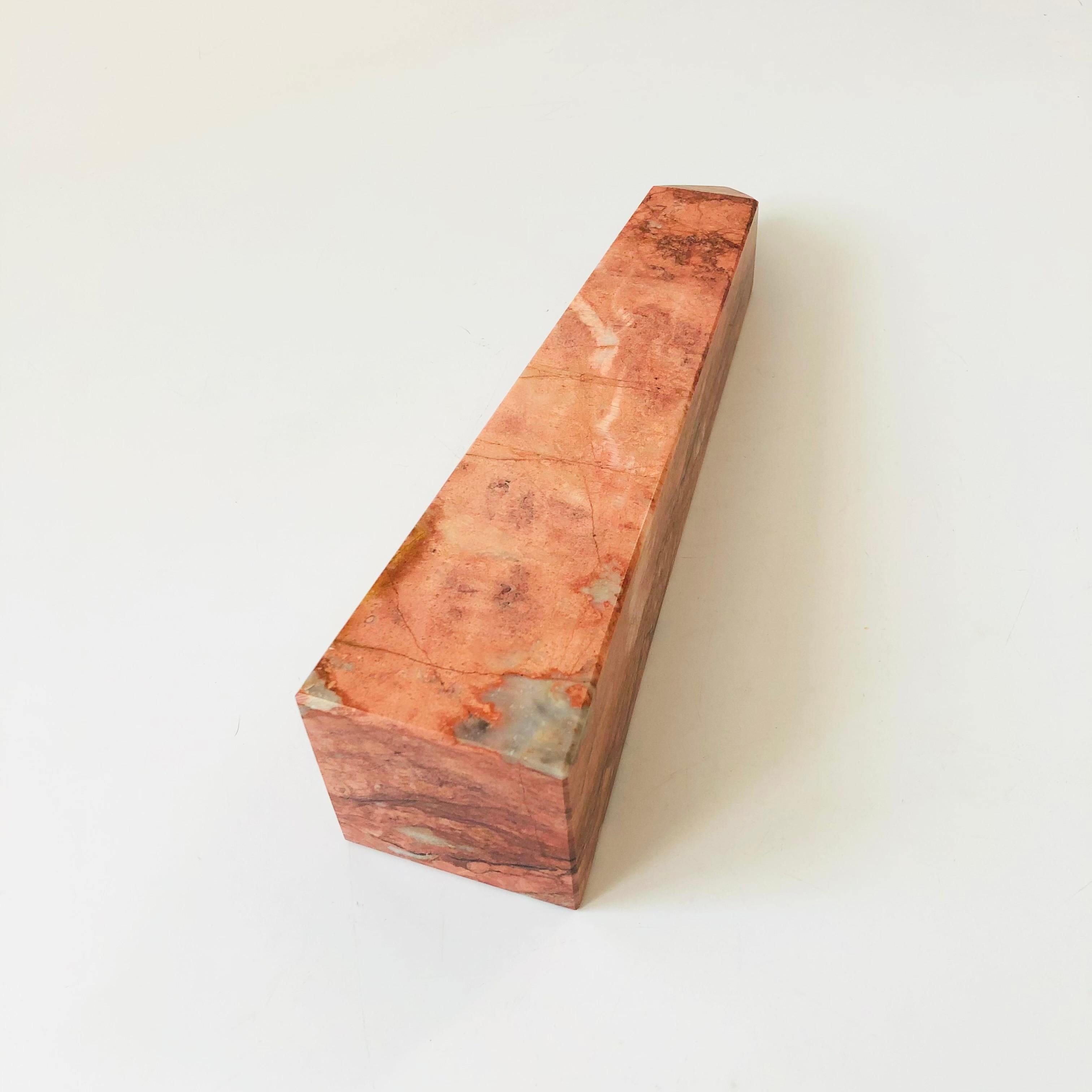 20th Century Large Pink Stone Obelisk