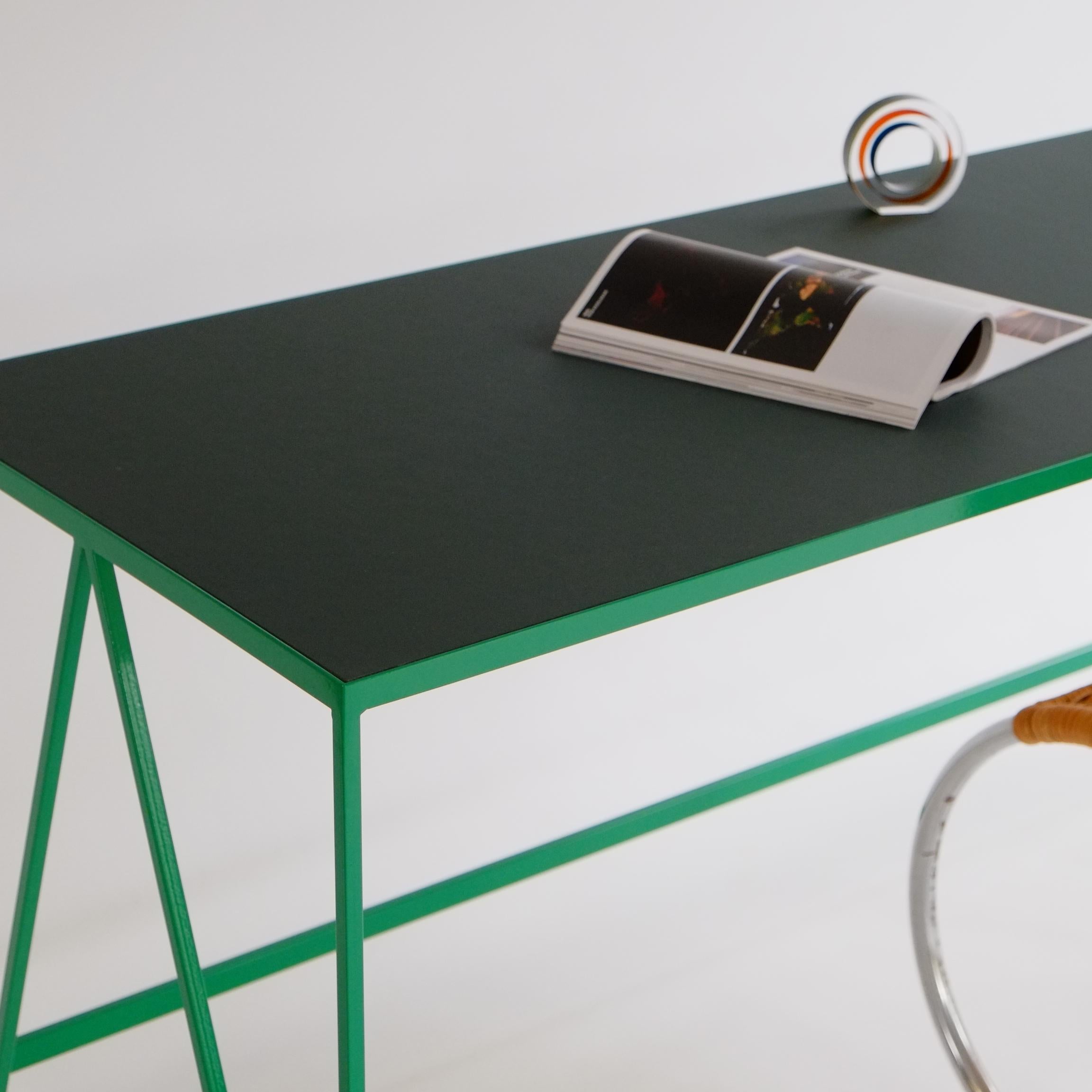 Large Pink Steel Contemporary Study Desk with Two Drawers - customizable For Sale 8