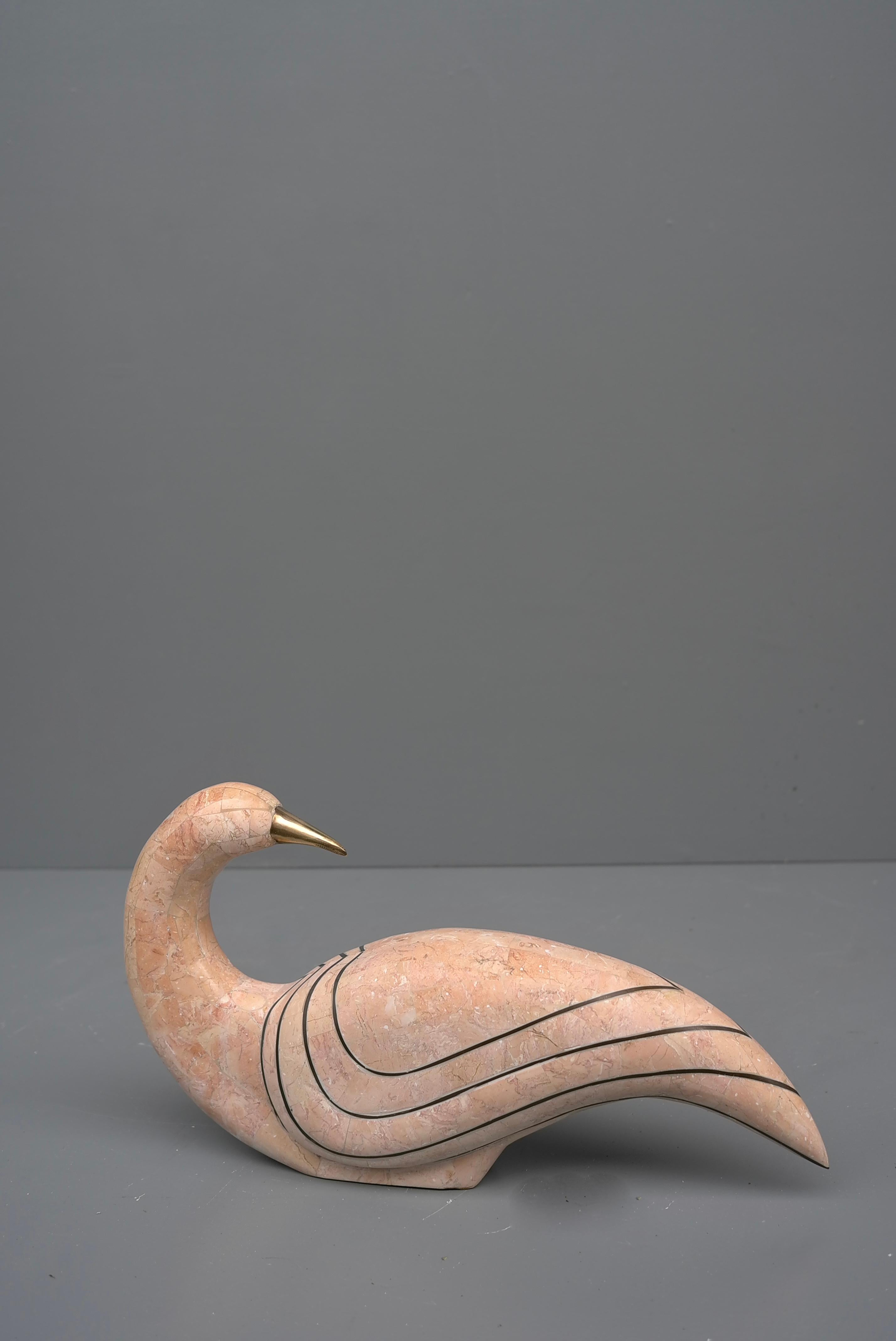 Mid-Century Modern Large Pink Tessellated Stone Abstract Bird Sculpture by Maitland Smith 1970's For Sale