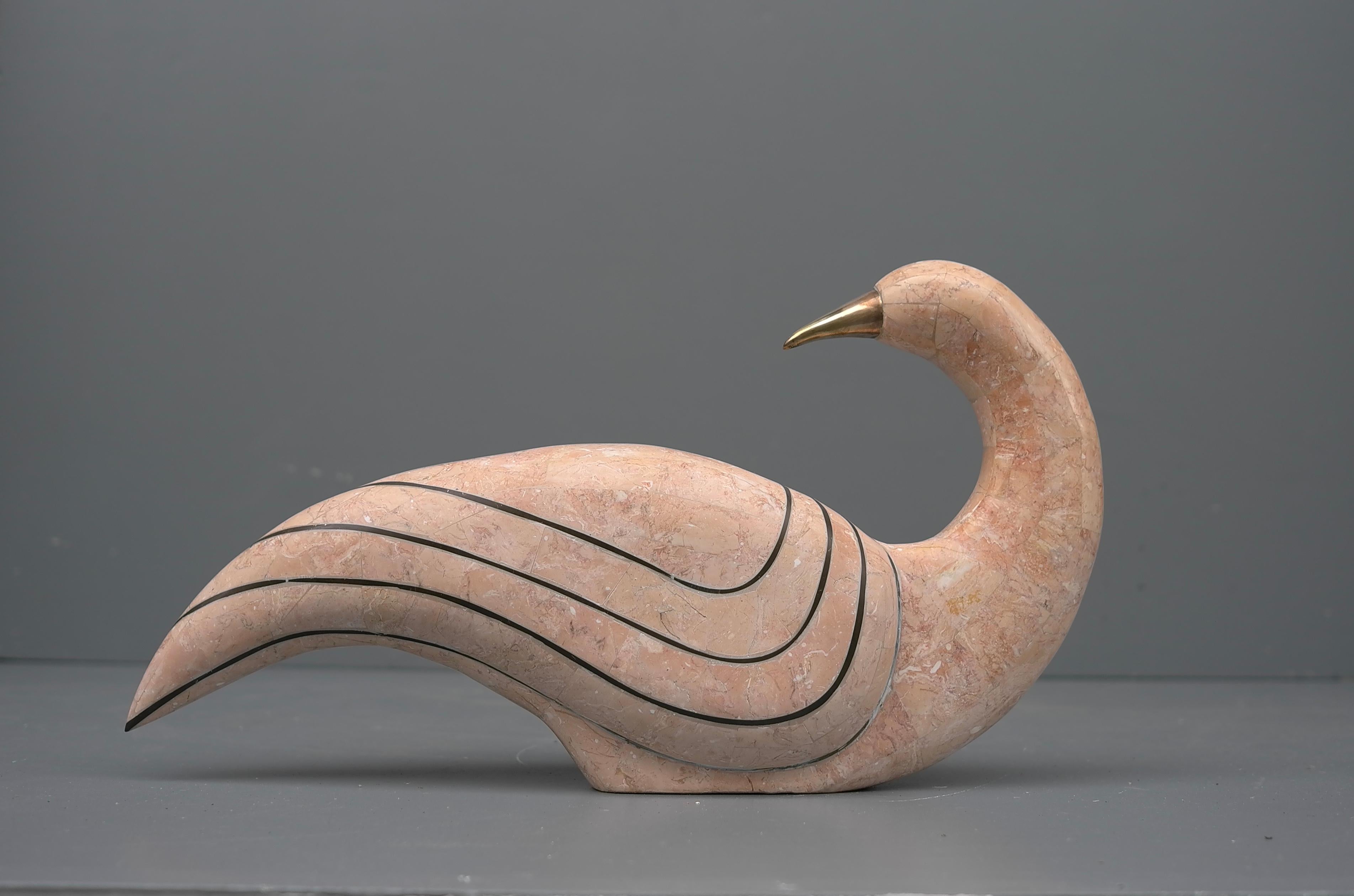 Large Pink Tessellated Stone Abstract Bird Sculpture by Maitland Smith 1970's In Good Condition For Sale In Den Haag, NL