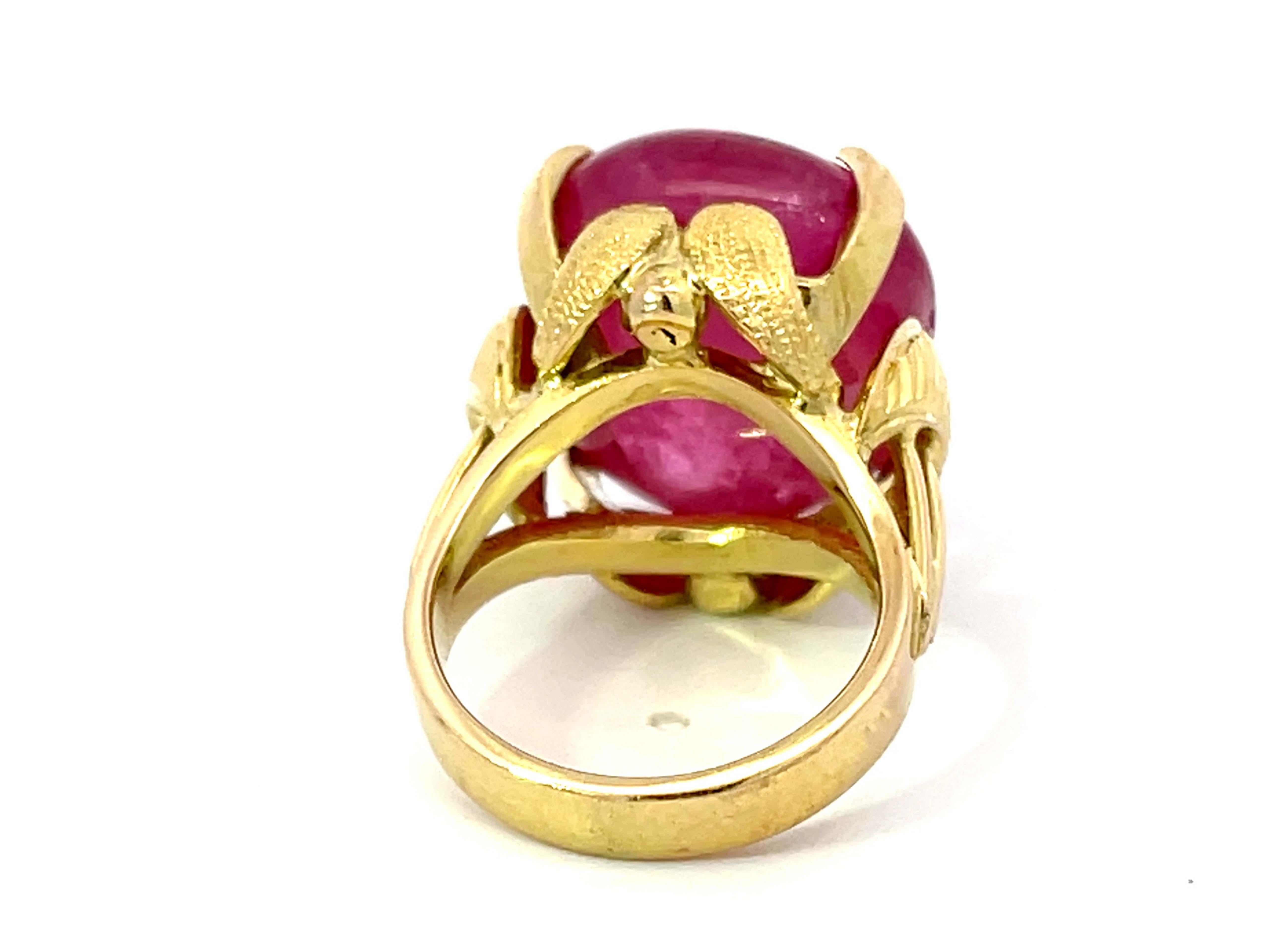 Large Pink Tourmaline Ring 14k Yellow Gold For Sale 1
